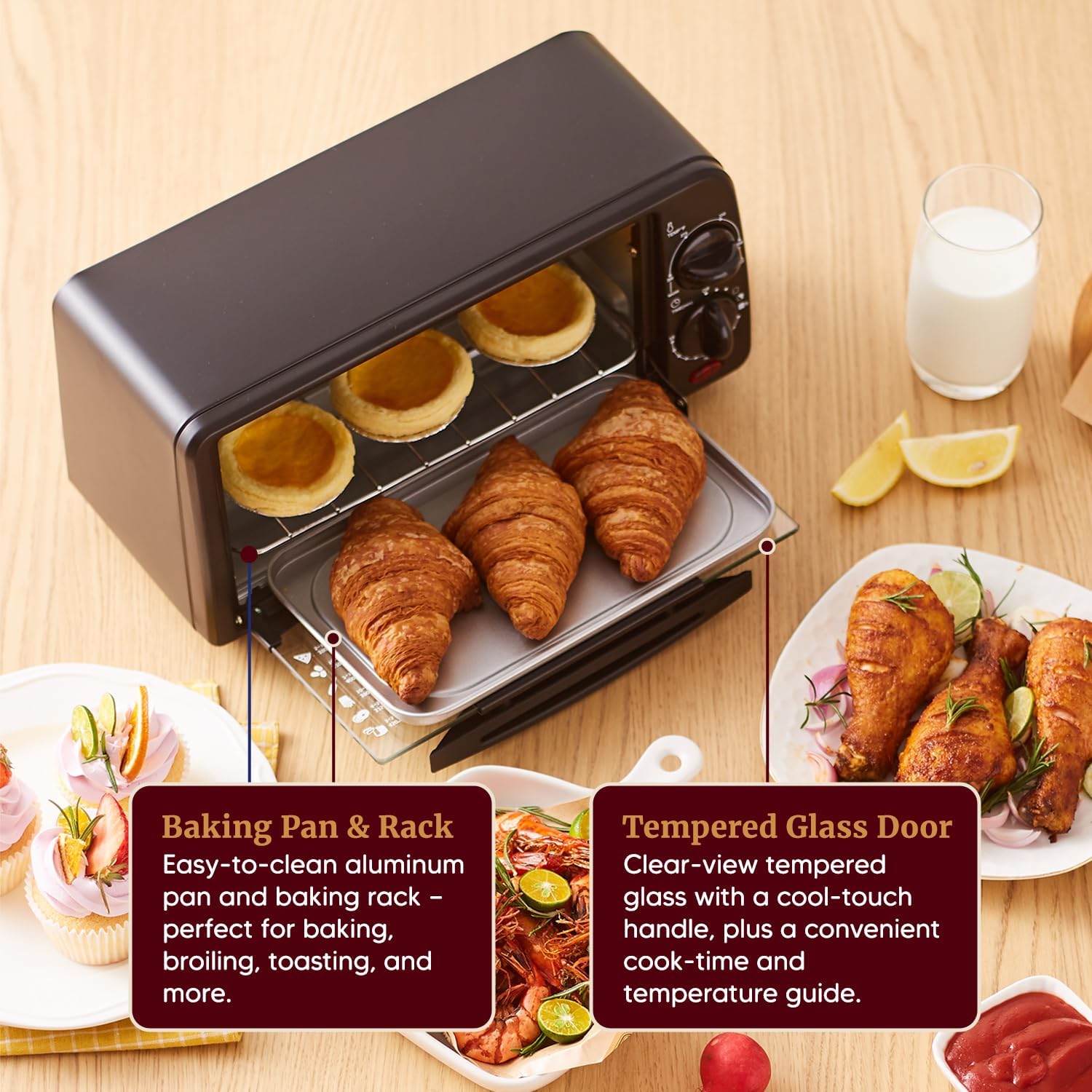 Elite Gourmet ETO236 Personal Compact 2 Slice Countertop Toaster Oven with 15 Minute Timer & Adjustable Temperature, Bake, Broil, & Toast, Black - Image 5