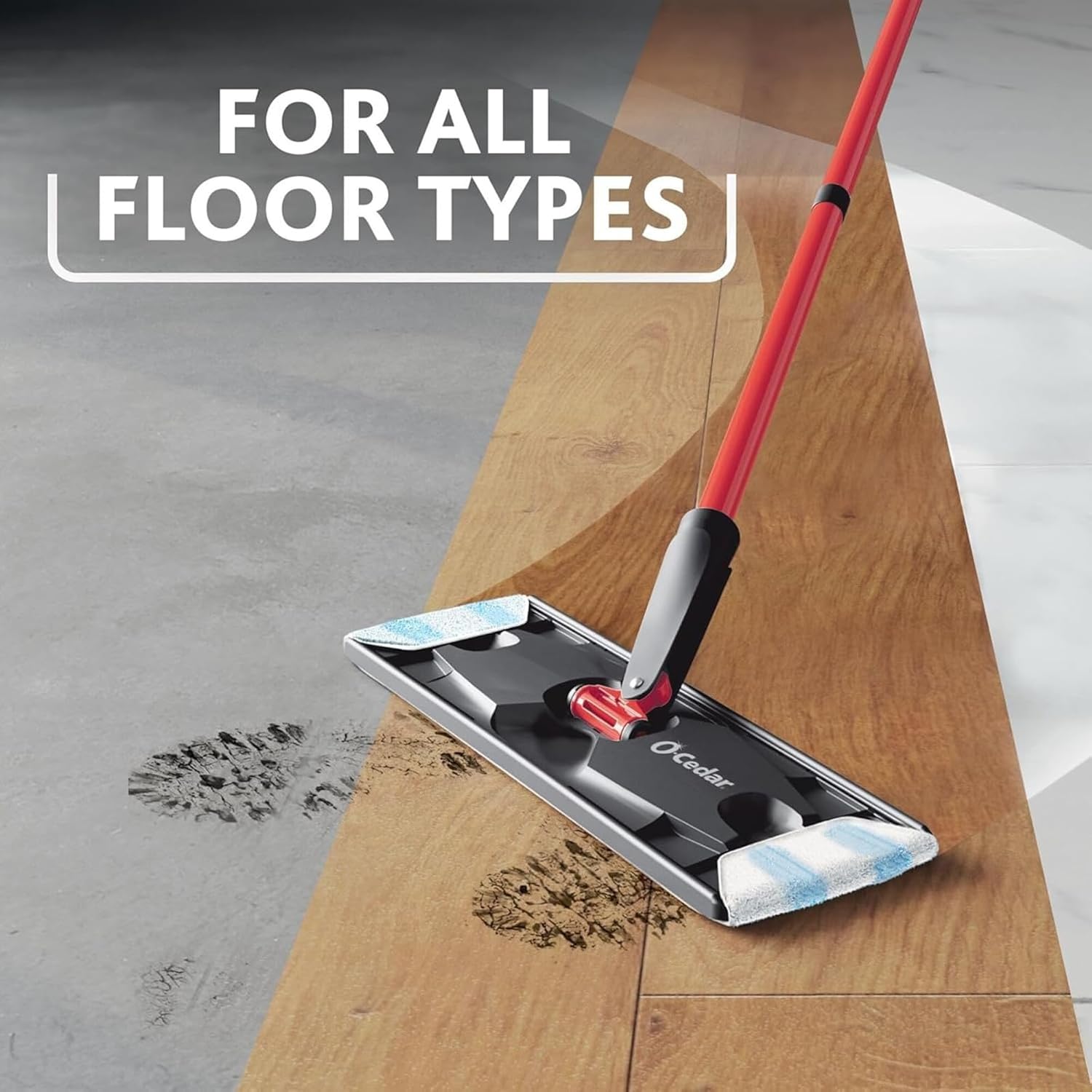 O-Cedar H2prO Flat Mop System with 1 Mop Head Refill | Quick Cleaning Tool | Clean with Clean Water | Machine Washable Reusable Microfiber Mop Pad | Safe on Wood Floors, Vinyl, Tile, Baseboards, Walls - Image 9