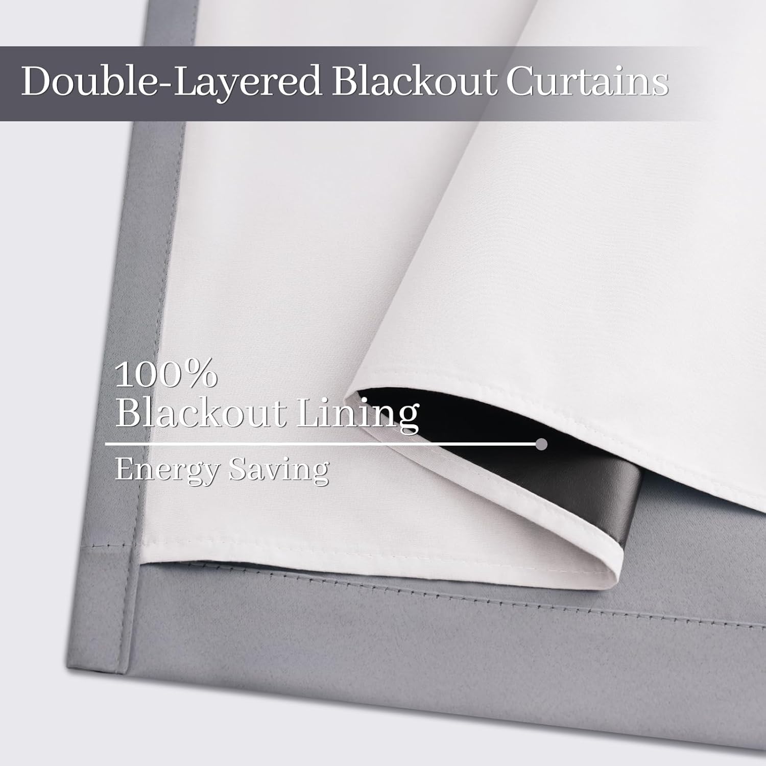 Yakamok Grey Room Darkening 100% Blackout Curtains Grommet Window Treatments with 2 Thick Layers-Gray Thermal Insulated Drapes Set of 2 Panels for Bedroom Living Room 52 Inches by 84 Inches Length - Image 4