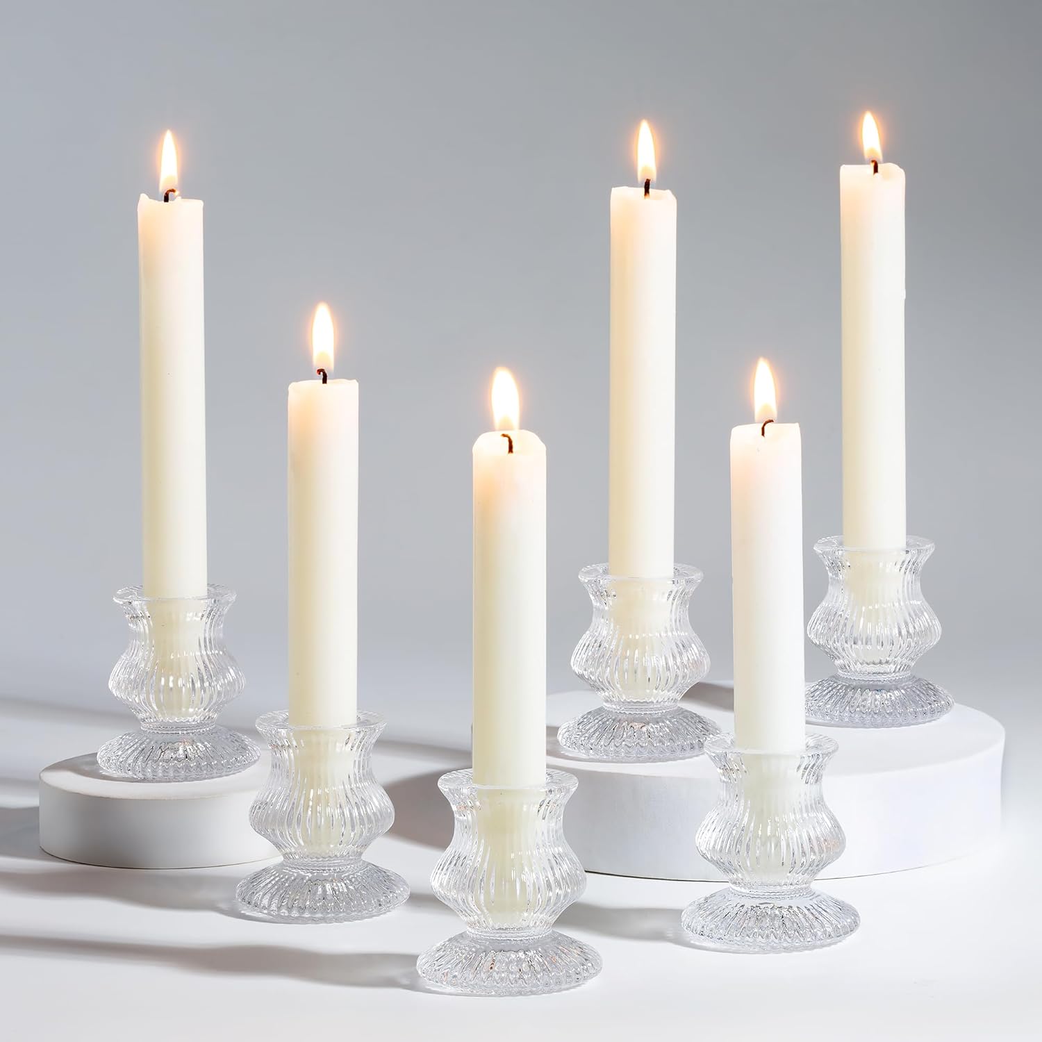 Romadedi Glass Candle Holder for Candlestick - 20 Pcs Clear Small Tapered Candle Holder Decor Bulk Wedding Table Centerpiece for Candle Sticks Christmas Party Living Room Dinner Advent - Image 8