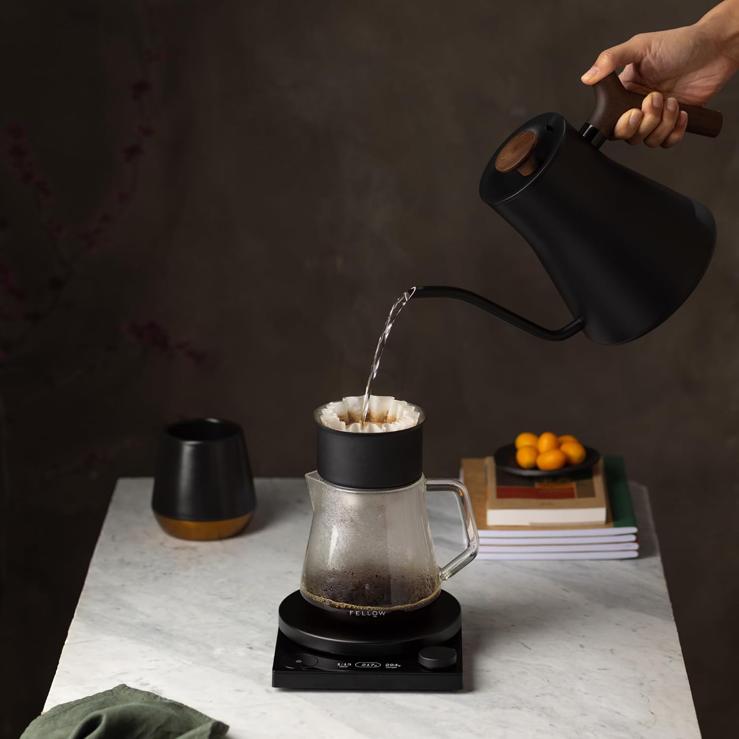 Fellow Stagg EKG Pro Electric Gooseneck Kettle - Pour-Over Coffee and Tea, Quick Heating, Precise Temperature Control, Scheduling, Built-in Brew Timer, Matte Black with Walnut Wood Handle, 0.9 Liter - Image 5
