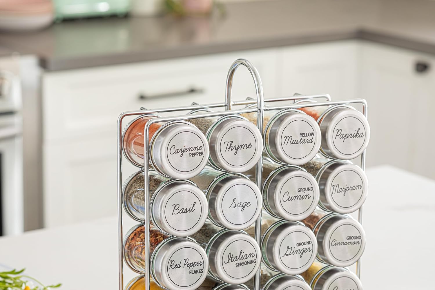 Orii 20 Jar Spice Rack Stainless Steel with Spices Included - Standing Rack Shelf Holder & Countertop Spice Rack Tower Organizer for Kitchen Spices - Image 6