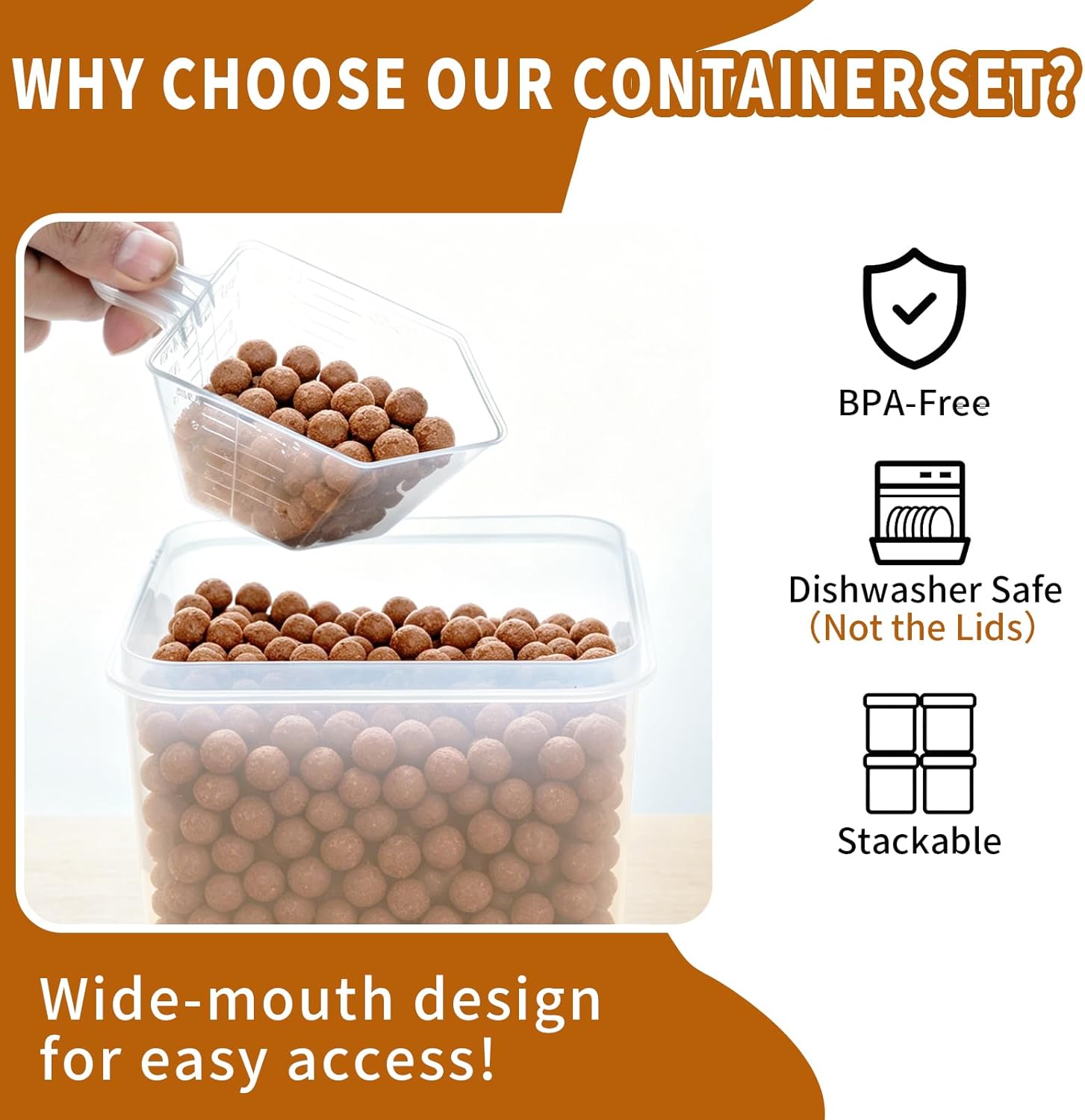 Flour Sugar Storage Containers, 10 Pack Large Airtight Food Storage Containers with Lids for Kitchen Pantry Organization and Storage, BPA Free Plastic Canisters Sets for Cereal, Rice and Baking - Image 6