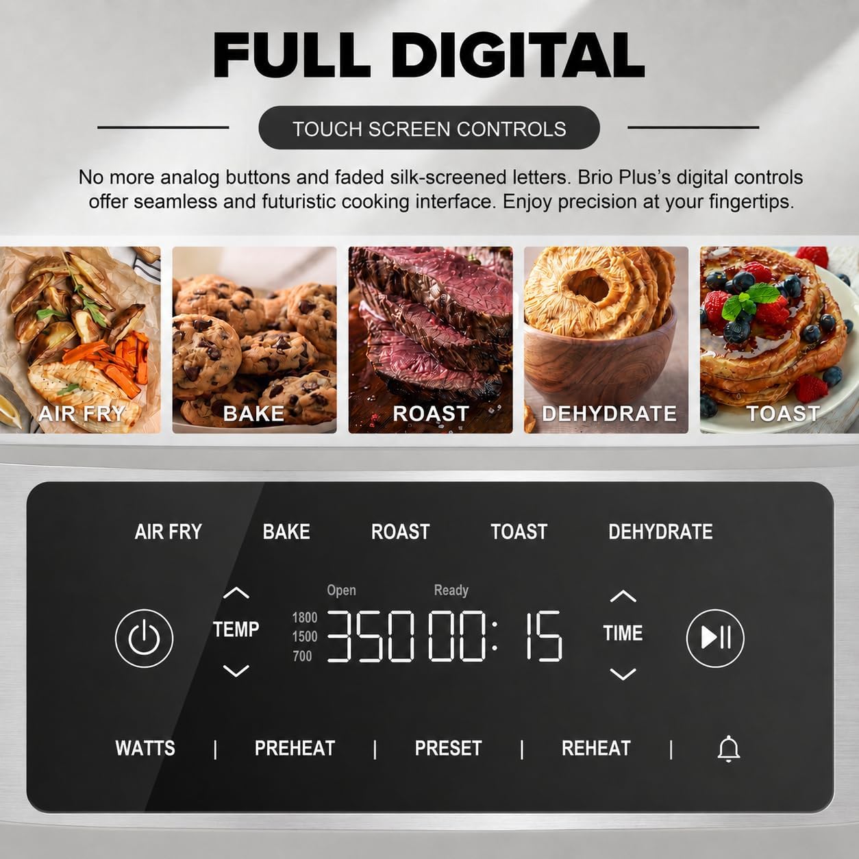 Nuwave Brio Plus 6-in-1 Air Fryer, 7-Qt Large Capacity, 50°F–400°F Precise Temp Control, Non-Toxic PFAS-Free Nonstick, Air Fry, Bake, Roast, Toast, Dehydrate, Reheat, 100 Presets, Dishwasher Safe - Image 2