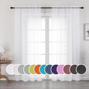 OWENIE White Sheer Curtains 84 inch...