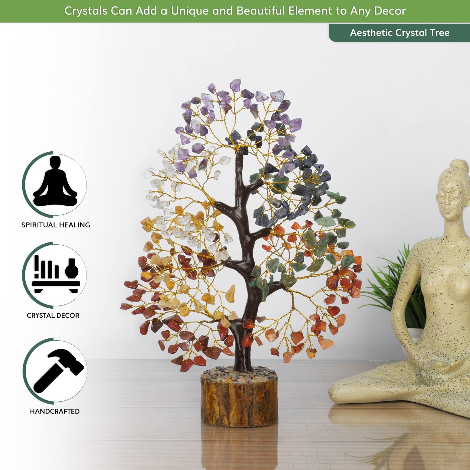 NARIBABU 7 Chakra Tree of Life, Crystal Tree, Crystals and Gemstones, Healing Crystals, Birthday Gifts for Women, Decorative Home Accessories, Living Room Decor, Spiritual Gifts for Women - Image 6