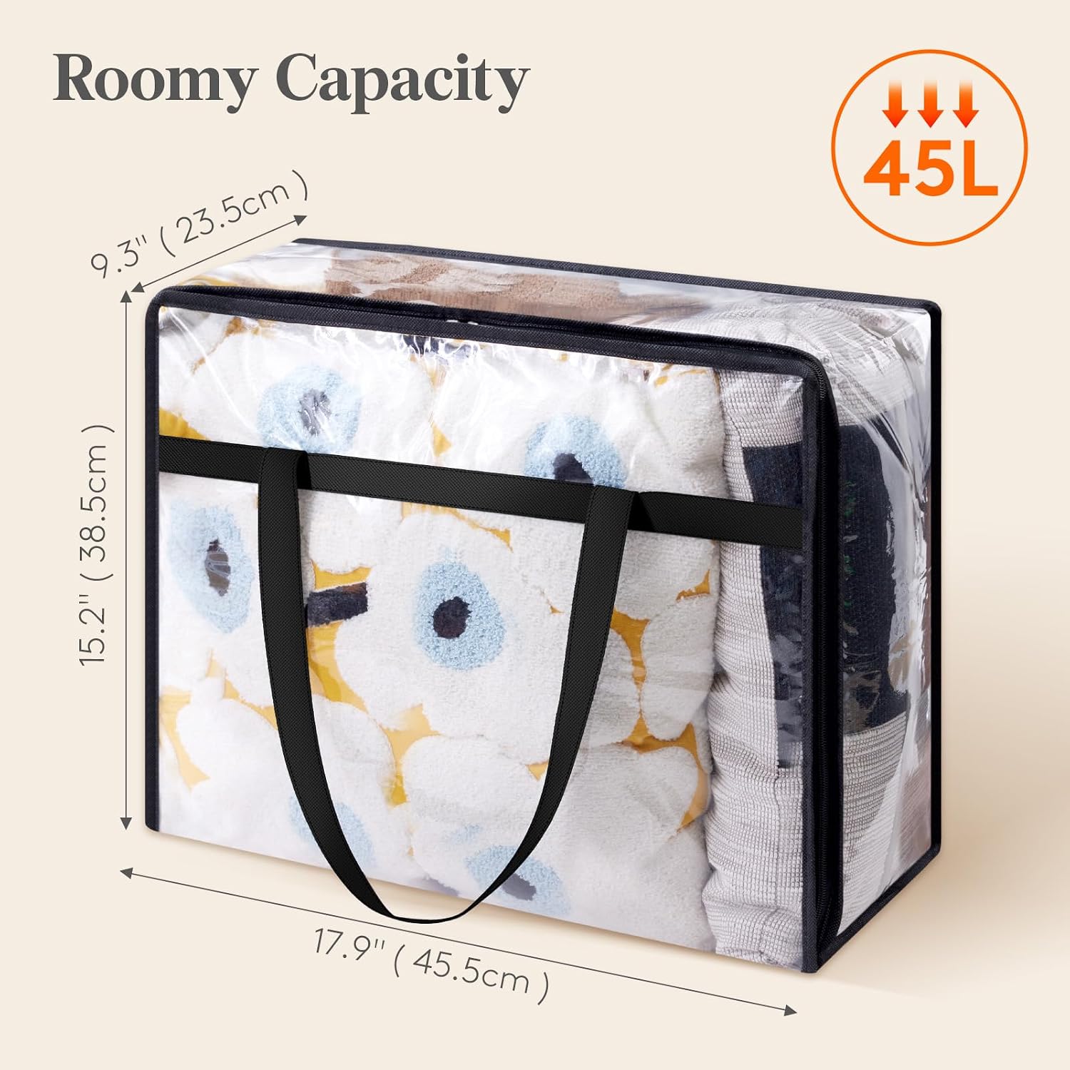 Lifewit 4 Pack Clear Clothes Storage Bags, 45L Plastic Blanket Storage Bag, Vinyl Foldable Moving Bags with Zipper, Closet Organizers and Storage Containers for Bedding, Duvet, Comforter - Image 4