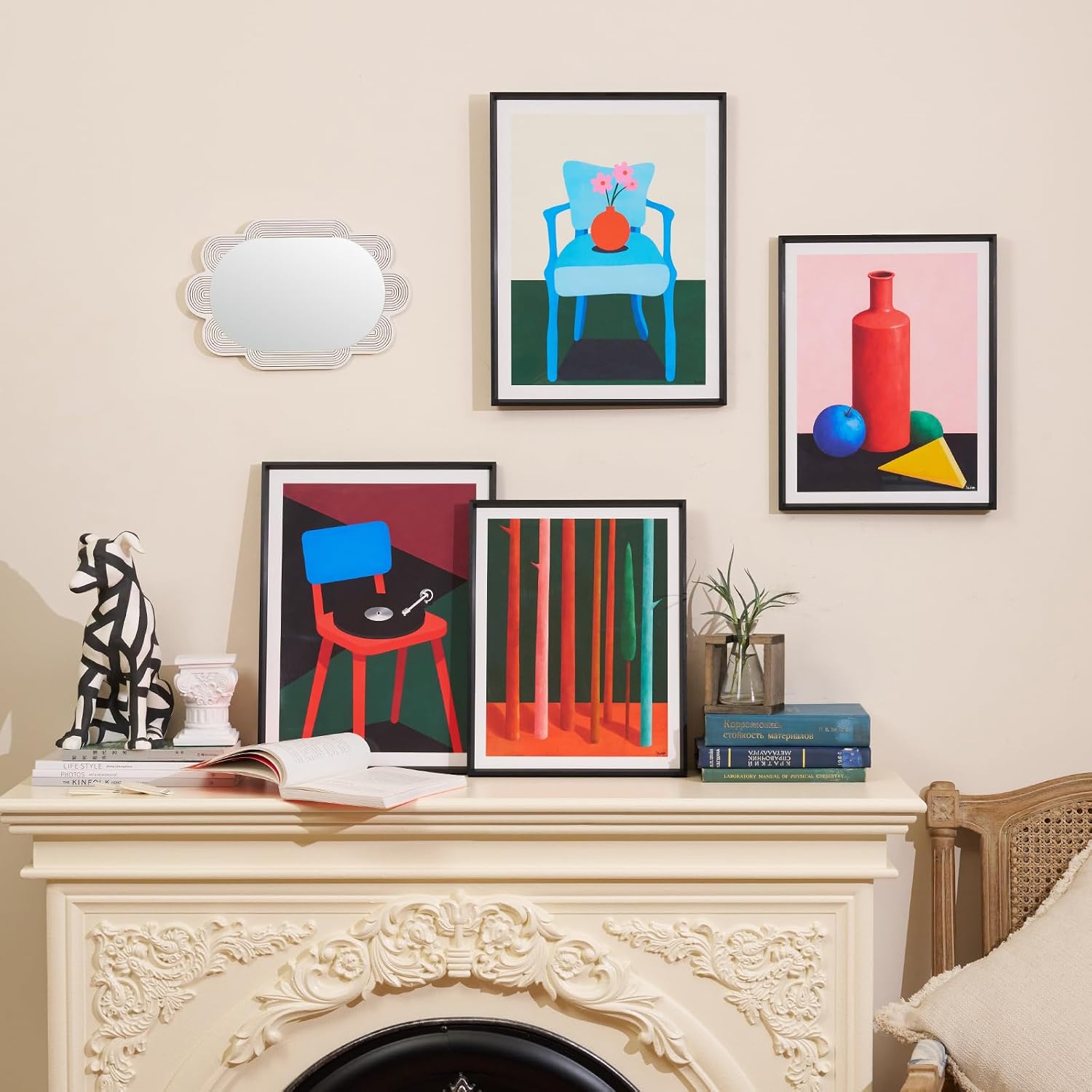 Modern Framed Abstract Music-Inspired Wall Art for Living Room Bedroom | 12x16 Inch Minimalist Chair & Vinyl Picture Print, Black Metal Framed Geometric Artwork for Bedside Tables Foyer Bookshelves - Image 6