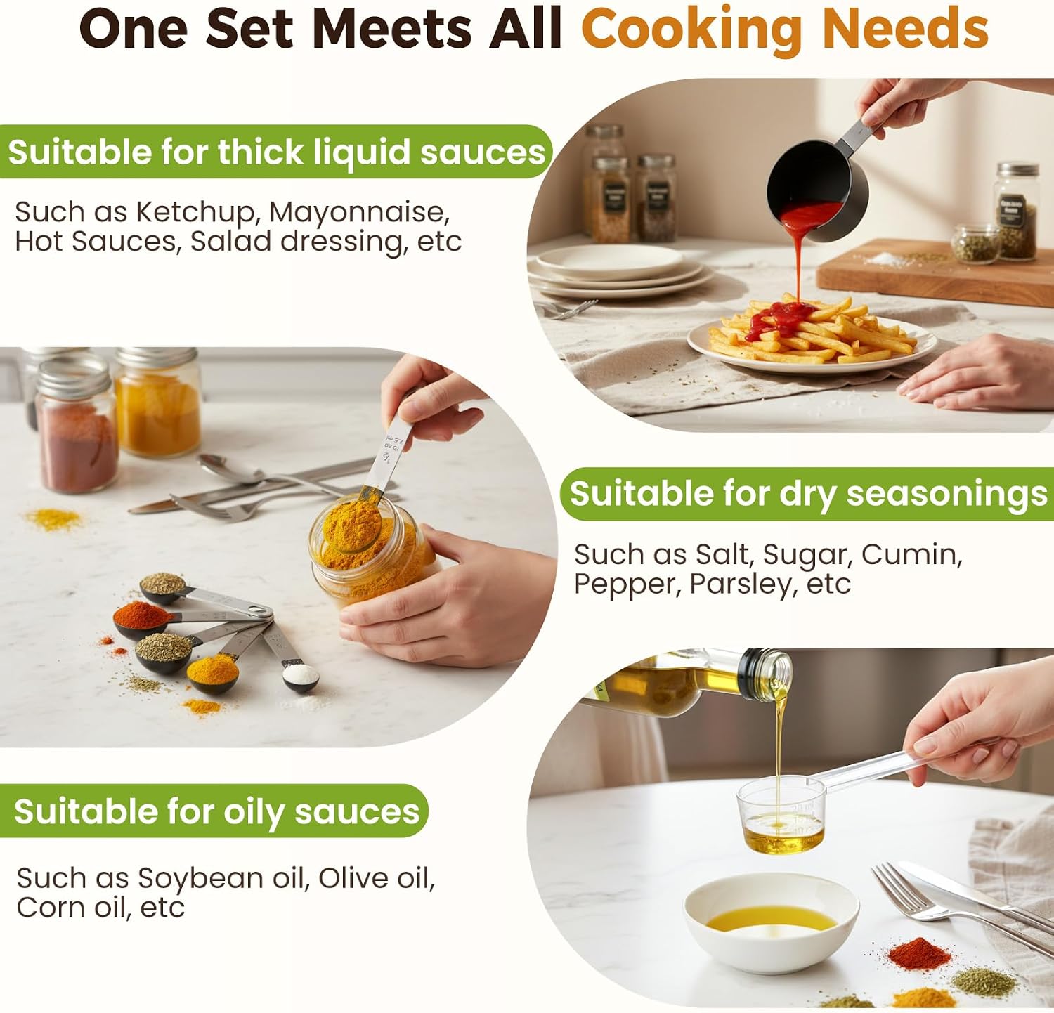 16PCS Measuring Cups and Spoons Set, Measuring Spoon Set with Metric and US Measurements, Fits for Measuring Dry and Liquid - Black - Image 5