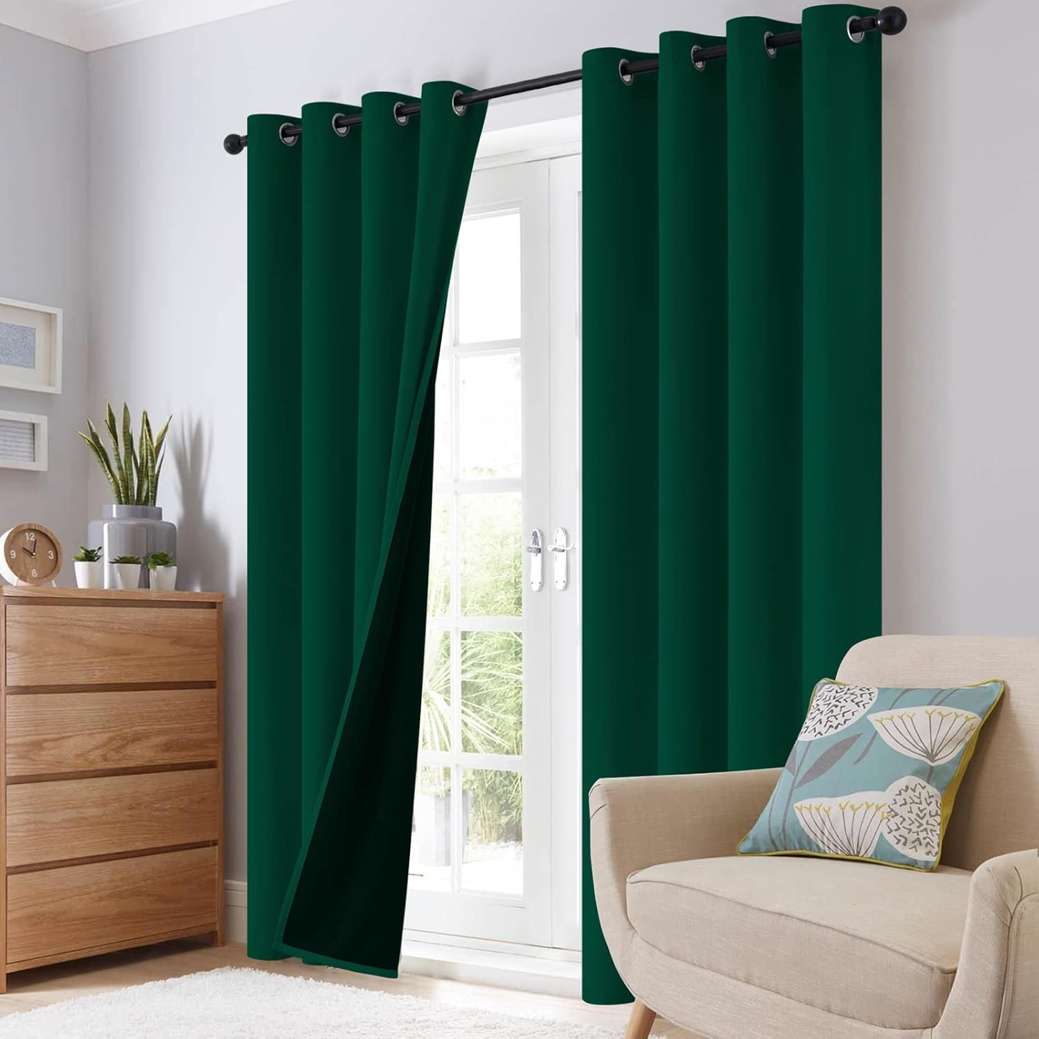 SimpleHome 100% Blackout Curtains for Bedroom,Thermal Insulated Grommet Window Drapes Room Darkening Dark Green Curtains for Living Room with Black Back,52 x 84 Inch,2 Panels | Curtains for Bedroom,Thermal Insulated Grommet Window Drapes,Curtains for Living Room with Black Back,52 x 84 Inch,2 Panels - Image 8