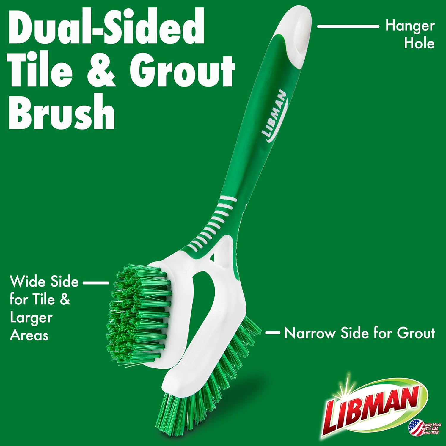 Libman Heavy Duty Scrub Brush Kit | Cleaning Brushes for Household Use | Tub Scrubber | Easy Grip Scrub Brush | Big Job Kitchen Brush | Dual Sided Tile & Grout Brush | 3 Different Brushes Included - Image 5