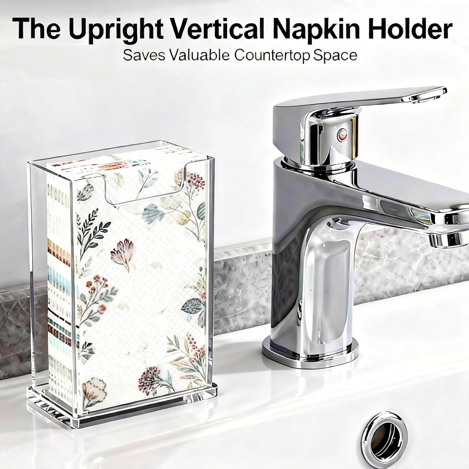 Acrylic Napkin Holder Clear Vertical Guest Towel Dispenser 4mm Thick, Waterproof Stackable Hand Towel Box for Bathroom Kitchen Dining Table Home Hotel, Modern Gift (Vertical) - Image 3