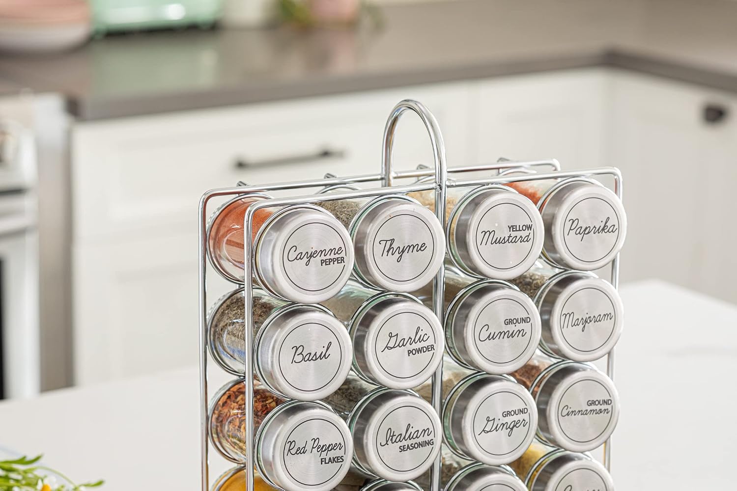 Orii 20 Jar Spice Rack Stainless Steel with Spices Included - Standing Rack Shelf Holder & Countertop Spice Rack Tower Organizer for Kitchen Spices - Image 5