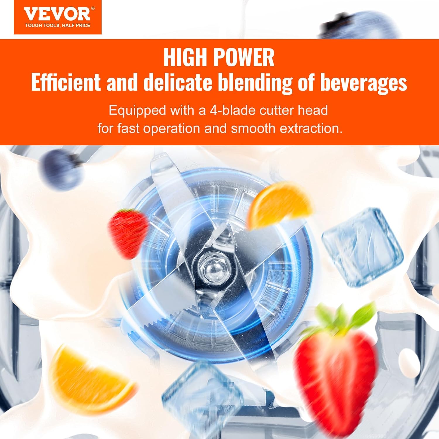 VEVOR Professional Blender, Commercial Countertop Blenders, 68 oz Jar Blender Combo, Stainless Steel 3 Functions, for Frozen Drinks, Shakes, Smoothies, Peree, and Crush Ice, Black - Image 2