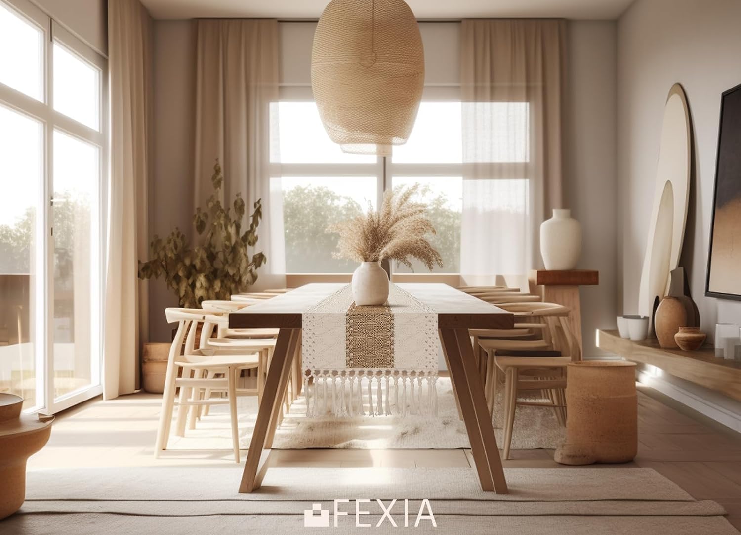 FEXIA Boho Table Runner for Home Decor with Tassels 72 Inches Farmhouse Long Pottery Barn Furniture Rustic Macrame Burlap Table Decoration for Living Room Bridal Shower (12x72 Inches) - Image 7