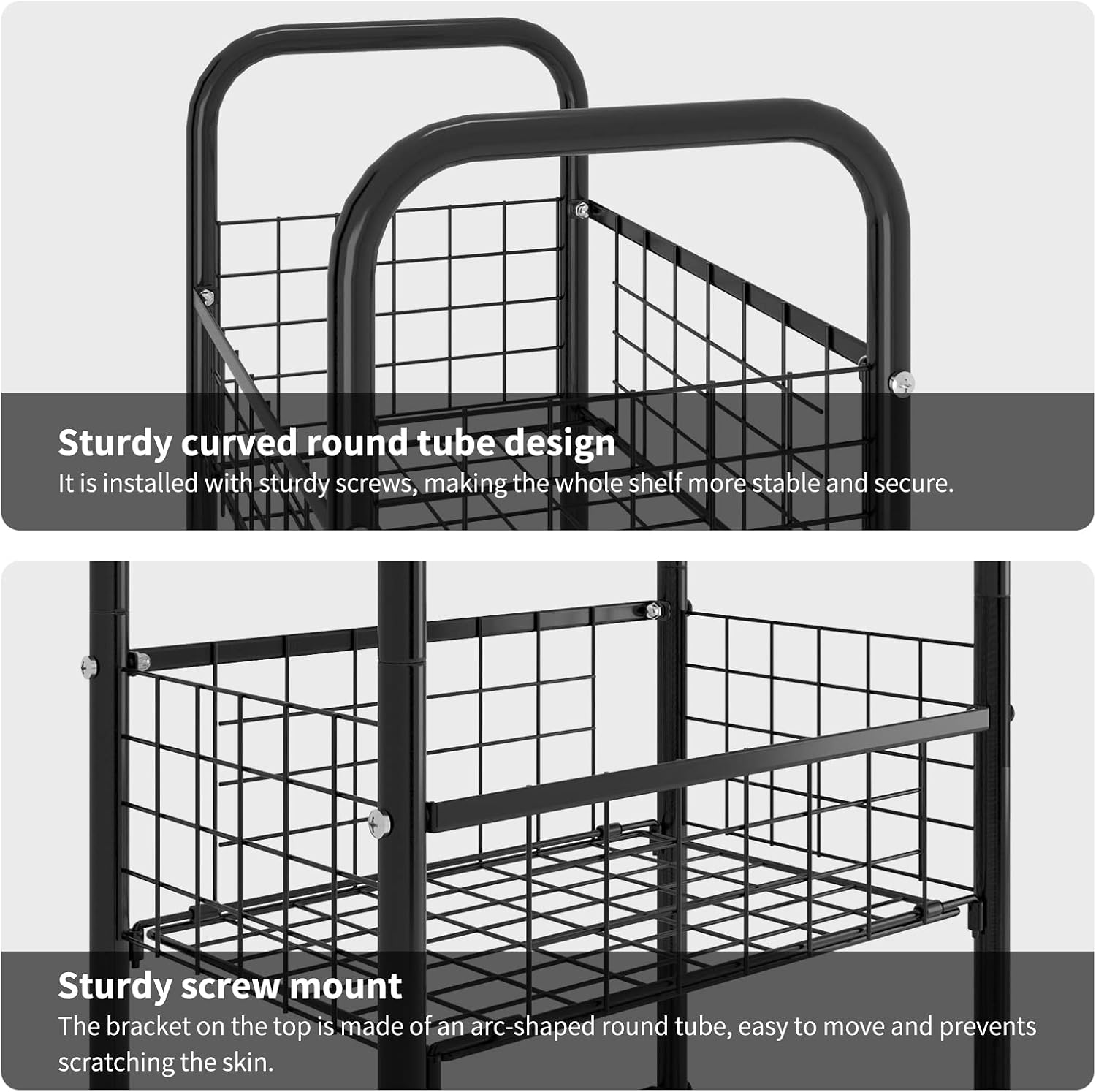 PROXRACER 3-Tier FreeStanding Open Shelf,Bathroom Organizer Shelves Unit with Adjustable Feet, Metal Steel Storage Tower Organizer Rack Basket Cart for Bathroom, Living Room, Balcony, Kitchen - Image 8