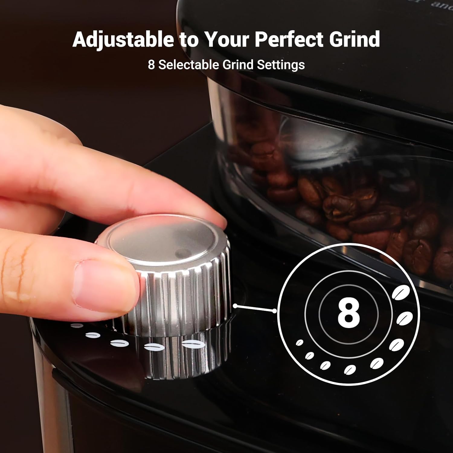 Gevi 10-Cup Drip Coffee Maker with Built-in Burr Grinder & Programmable Timer, 1.5L Water Tank, Auto Keep-Warm, Reusable Filter - Fresh Ground Coffee Machine (Black) - Image 5