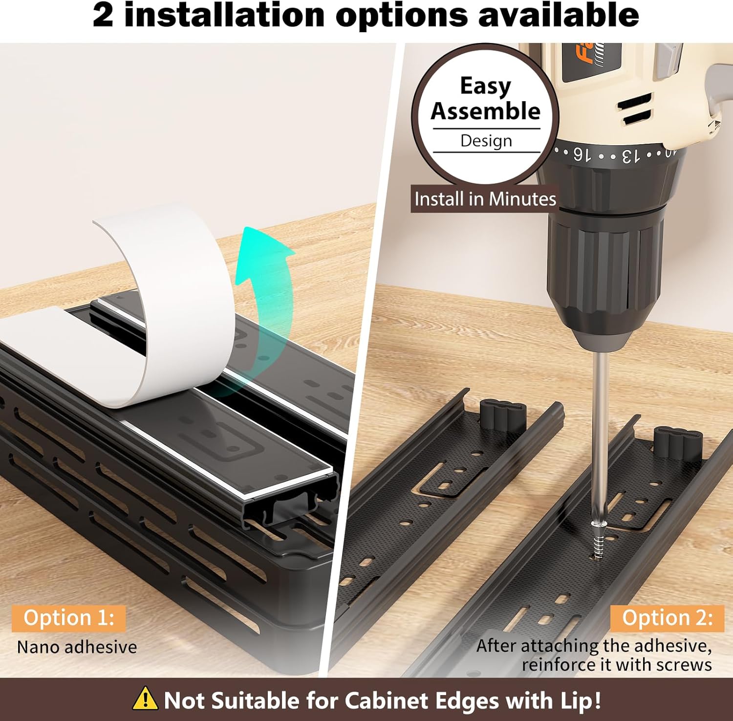 Pull Out Spice Rack Organizer for Cabinet, 3 Packs Slide Out Spice Racks Organizer, Spice Cabinet Organizers, Cabinet Size Need:12'' Highx11'' Deepx5'' Wide,Each Tier Hold 10 Spice Jar - 2 Tier, Black - Image 2