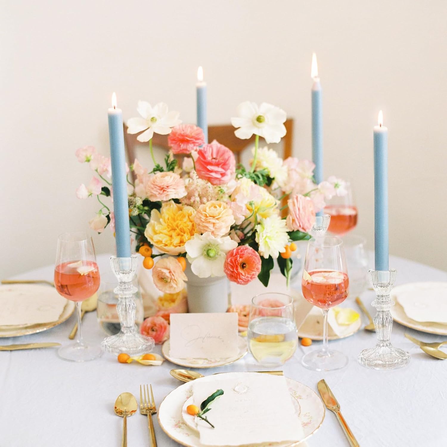 4.33" Tall Glass Candlestick Set of 6 Clear Crystal Candle Holders for Glass Taper Holder Decor for Wedding Birthday Party Christmas - Image 6
