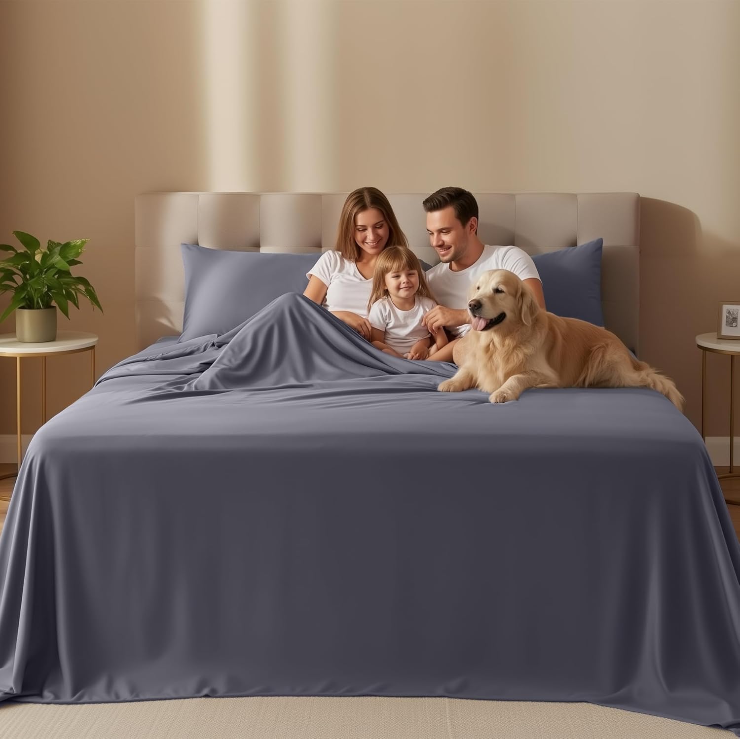 Queen Size Sheet Set – 4 Piece Bed Sheets, Soft and Breathable Microfiber, Includes 1 Fitted Sheet, 1 Flat Sheet and 2 Pillowcases – Oeko Tex (Grey) - Image 2