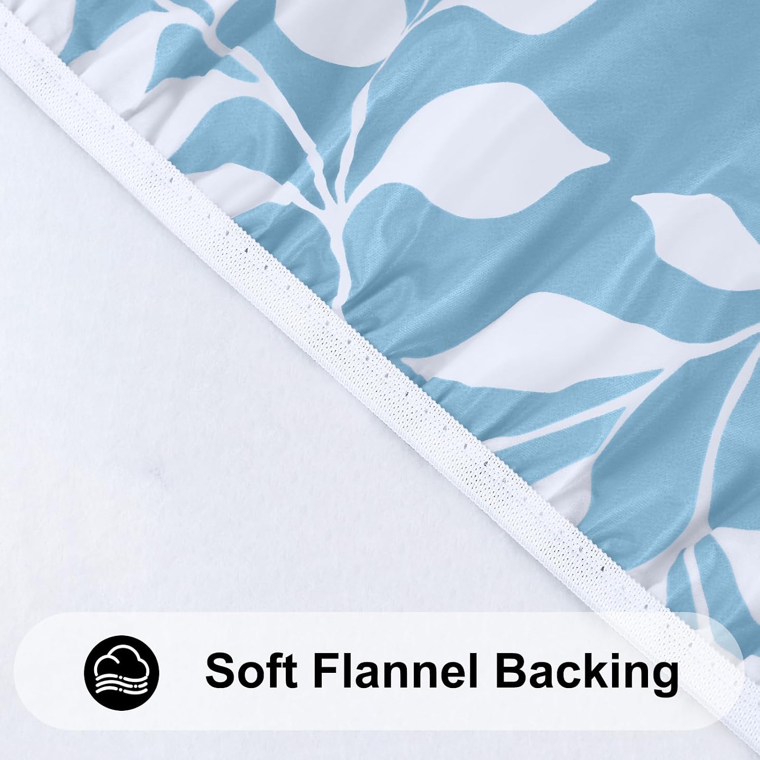 Smiry Round Picnic Tablecloth, Waterproof Elastic Fitted Table Covers for 45" - 56" Tables, Wipeable Flannel Backed Vinyl Tablecloths for Camping, Indoor, Outdoor, Baby Blue - Image 5