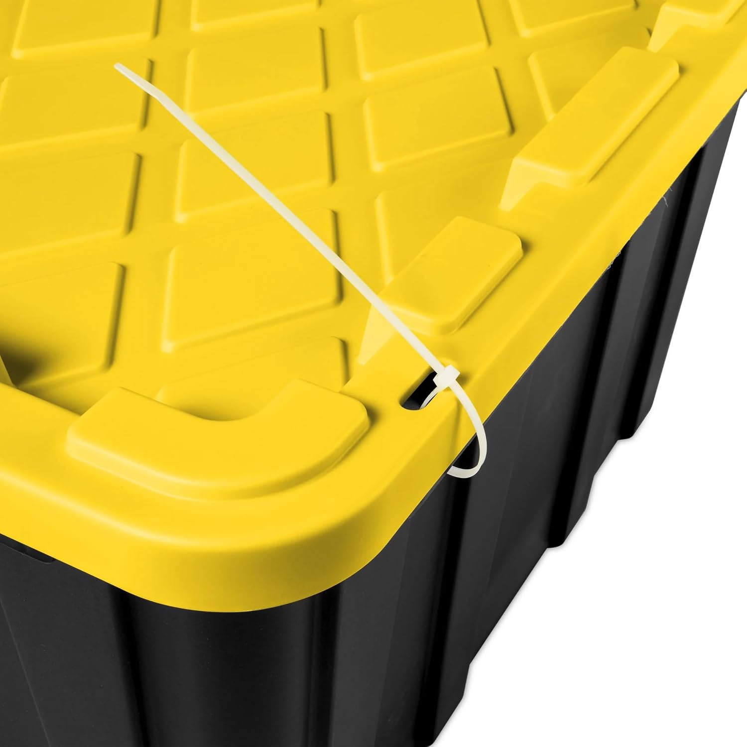 6 Pack 27 Gallon Heavy Duty Storage Bins with Snap Lids, Durable Plastic Storage Totes with Stackable Black Containers & Yellow Latching Covers for Home Garage Moving Organization - Image 7
