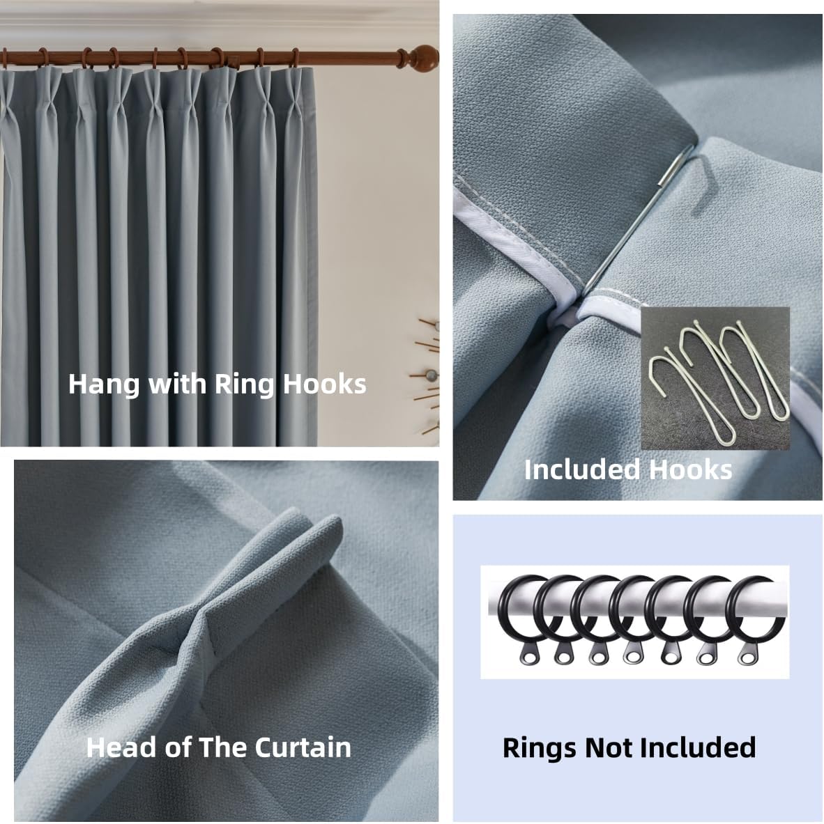 VisionaryHomeDesign Ivory Cream Cotton Blend Curtain Panels with Trim Design, Pinch Pleat Curtains, Blackout Curtains for Sliding Patio Doors Bedroom (Set of 2) (52W x 96L) - Image 9