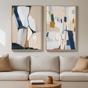 Large Framed Neutral Abstract Wall ...