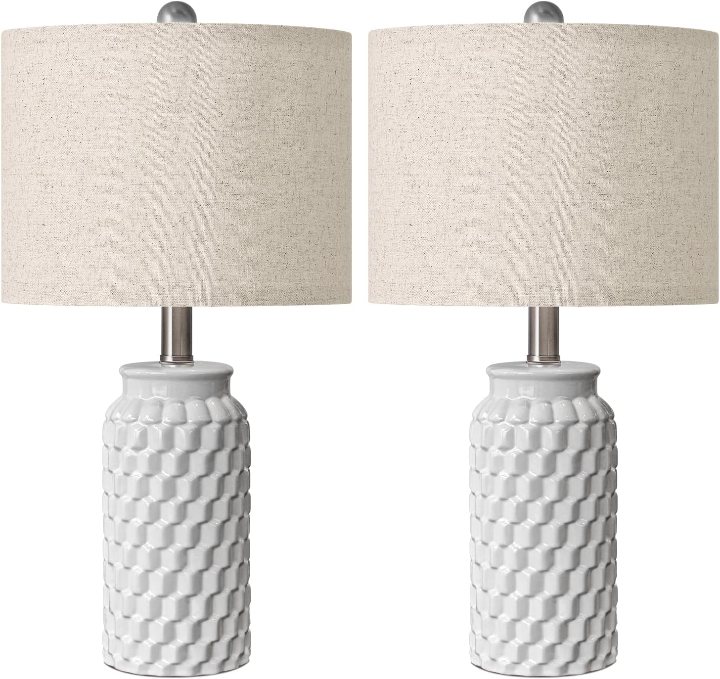 USumkky 20.5" White Modern Ceramic Bedside Lamps Set of 2, Small Table Lamp for Bedroom Decor Farmhouse Nightstand Lamp for Living Room Office - Image 9
