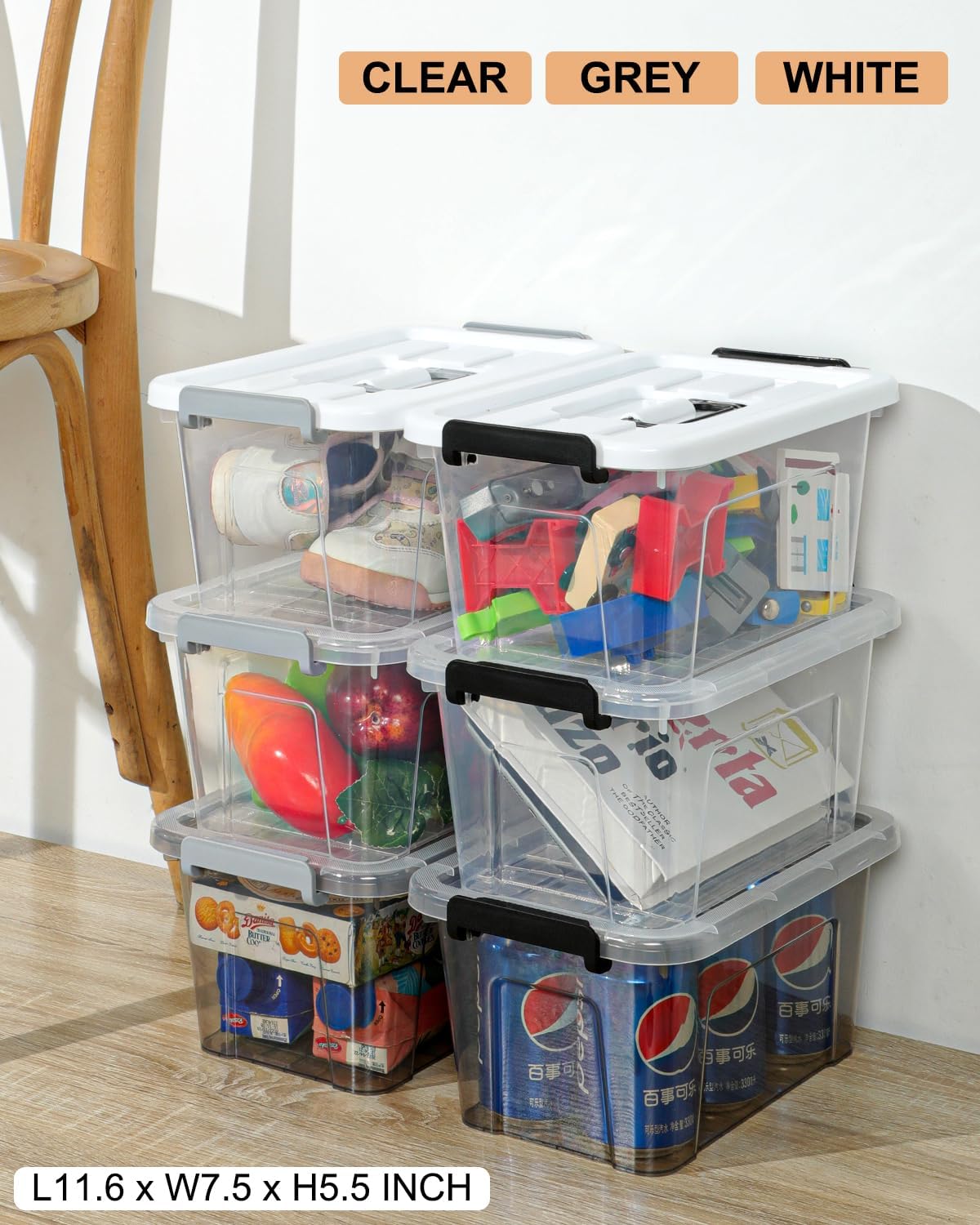 NUMIFUN 7Qt Plastic Storage Bins with Lids,6 Pack | Stackable organizing totes with buckle latches & handles.Dust-proof clear design for home office - Image 9