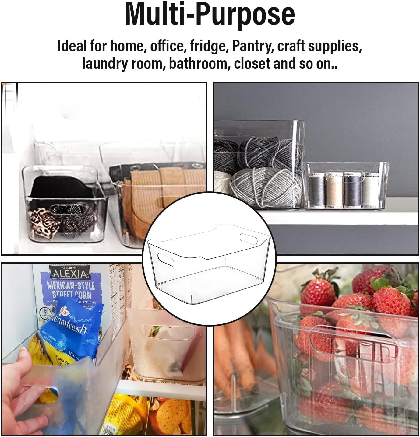 Clear Plastic Storage Bins for Kitchen Organization or Pantry Organizers and Storage, Freezer Fridge Organizer Storage Containers Bin for Organizing Refrigerator Medicine Closet Cabinet Organizers - Image 7