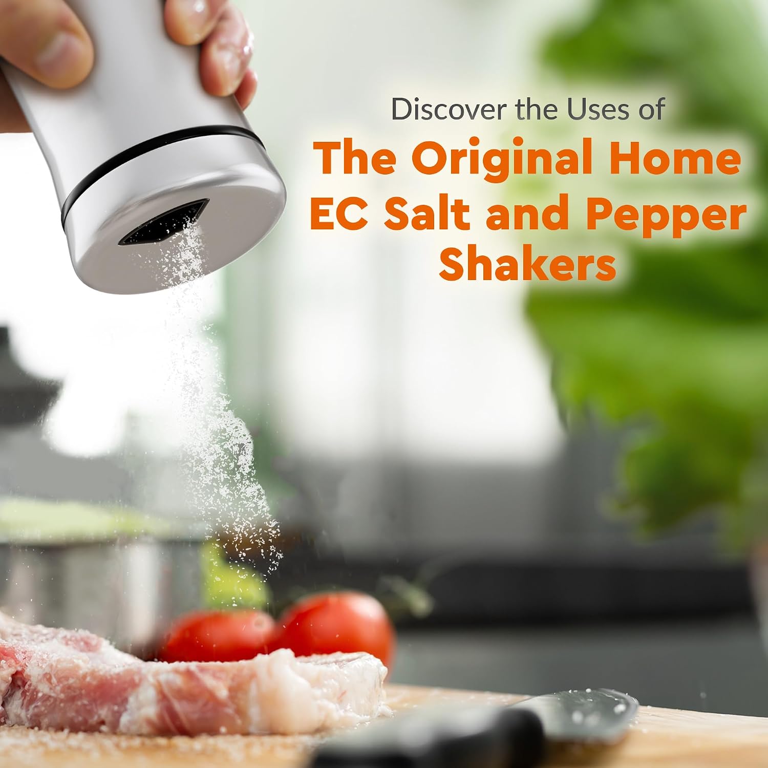 HOME EC Original Salt and Pepper Shakers Set with Adjustable Pour Holes - Glass and Stainless Steel Salt Shaker and Pepper Shaker - Farmhouse Spice dispenser for salts, ground peppercorn and spices - Image 6