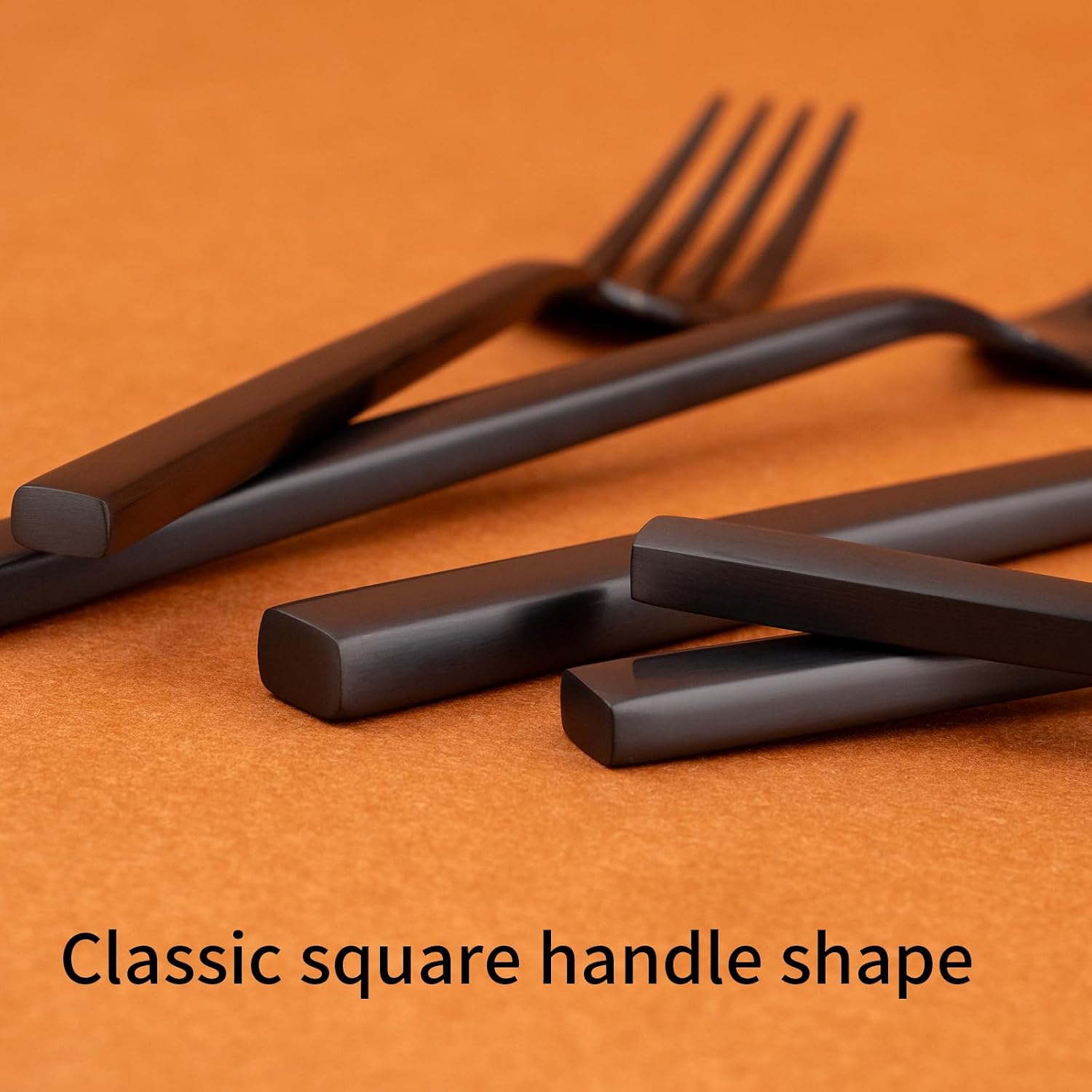Alata Cube Black 20-Piece Forged Silverware Set Stainless Steel Flatware Set,Service for 4,Matte Satin Polished Cutlery Set,Dishwasher Safe - Image 3