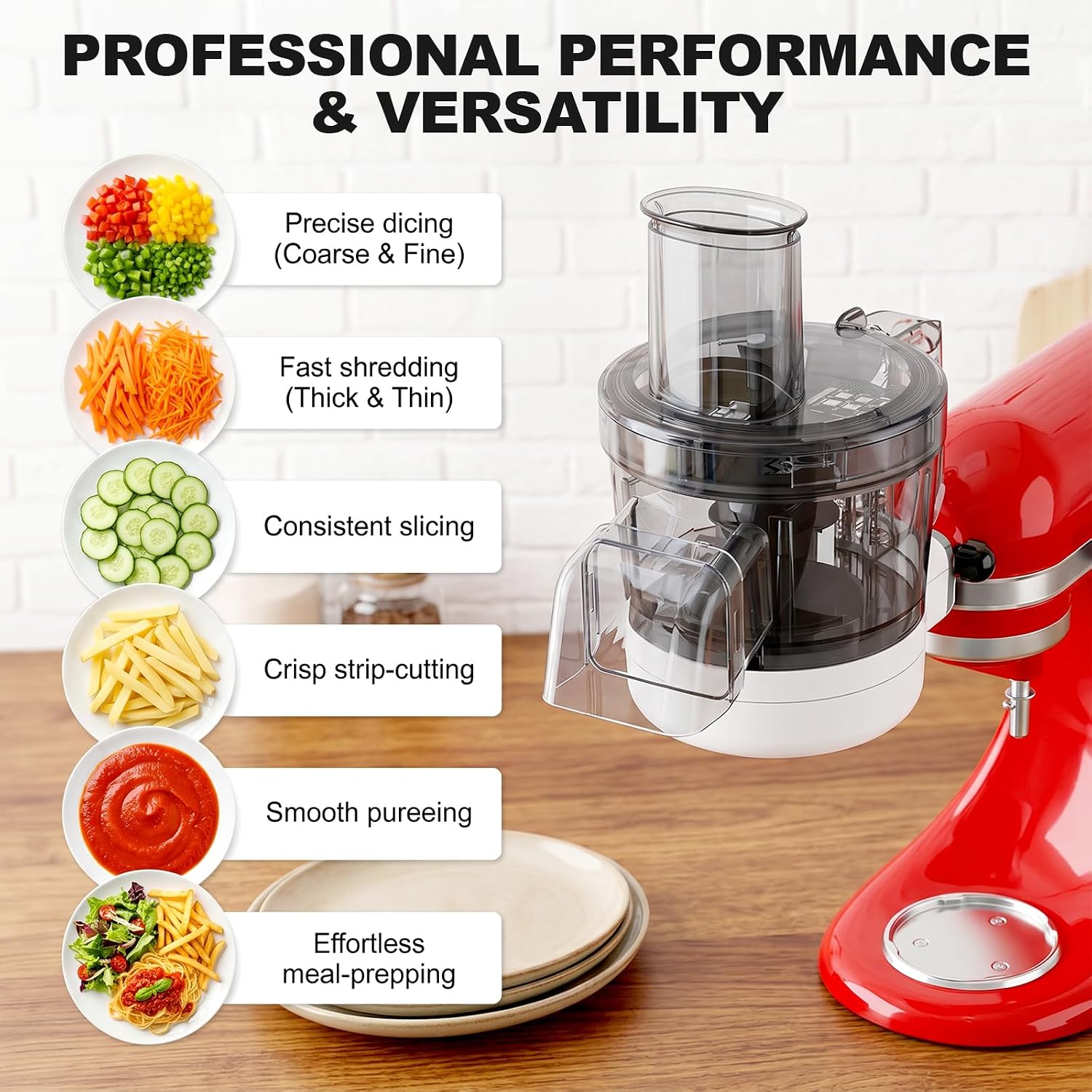 Food Processor for KitchenAid, 5-in-1 Vegetable Food Chopper for KitchenAid, Including Dicing, Shredding, Sauce Grinding, Julienne and Slicing Discs with Storage Case - Image 3