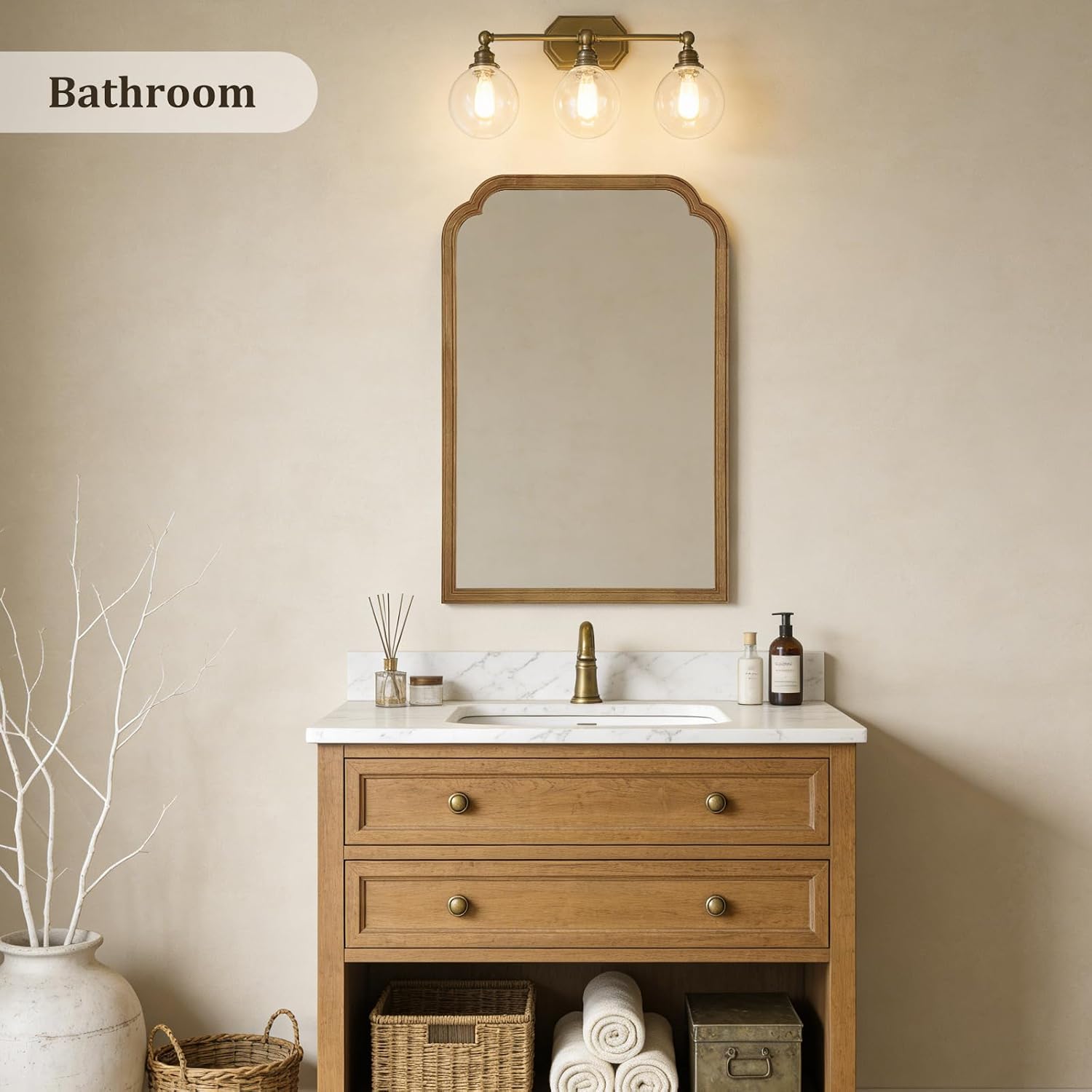 WallBeyond 24" x 36" Natural Wood Mirror for Wall Mounted, Rustic Wood Frame Wall Mirrors Decorative for Living Room or Bathroom Mirror (Natural Color) - Image 2