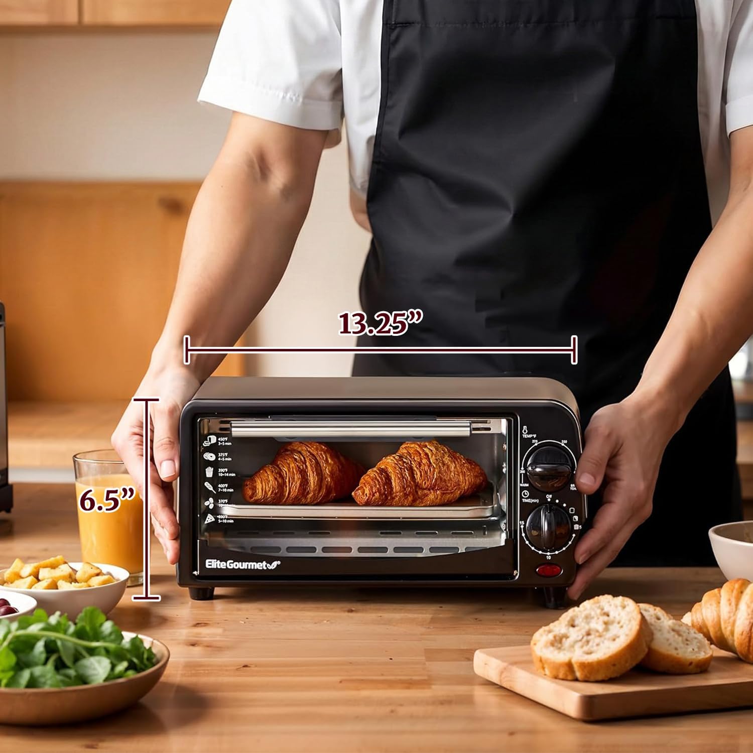 Elite Gourmet ETO236 Personal Compact 2 Slice Countertop Toaster Oven with 15 Minute Timer & Adjustable Temperature, Bake, Broil, & Toast, Black - Image 3