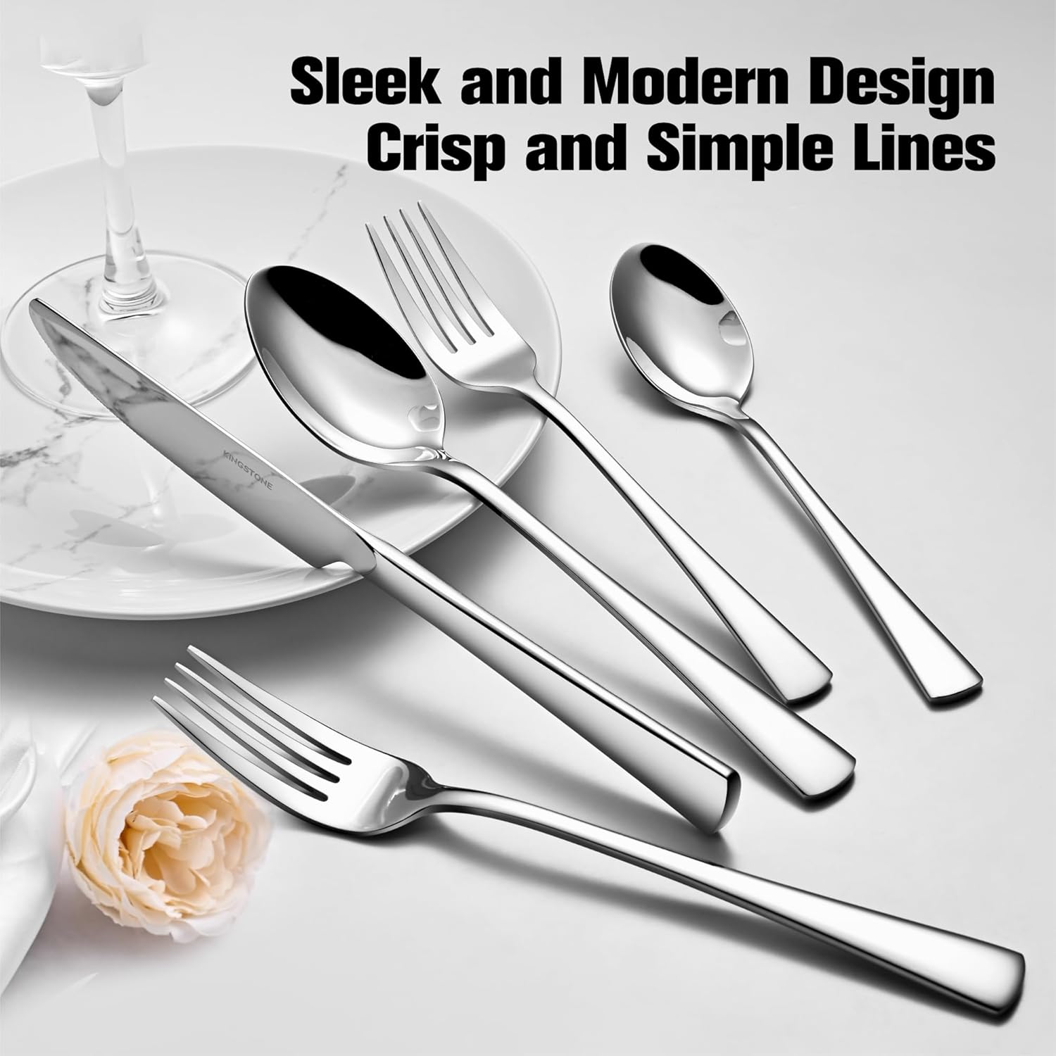 KINGSTONE 18/10 Stainless Steel Flatware, 20-Piece Forged Silverware Set for 4, Mirror Polished Cutlery Set Dishwaher Safe for Home, Restaurant, Wedding, Party - Image 5