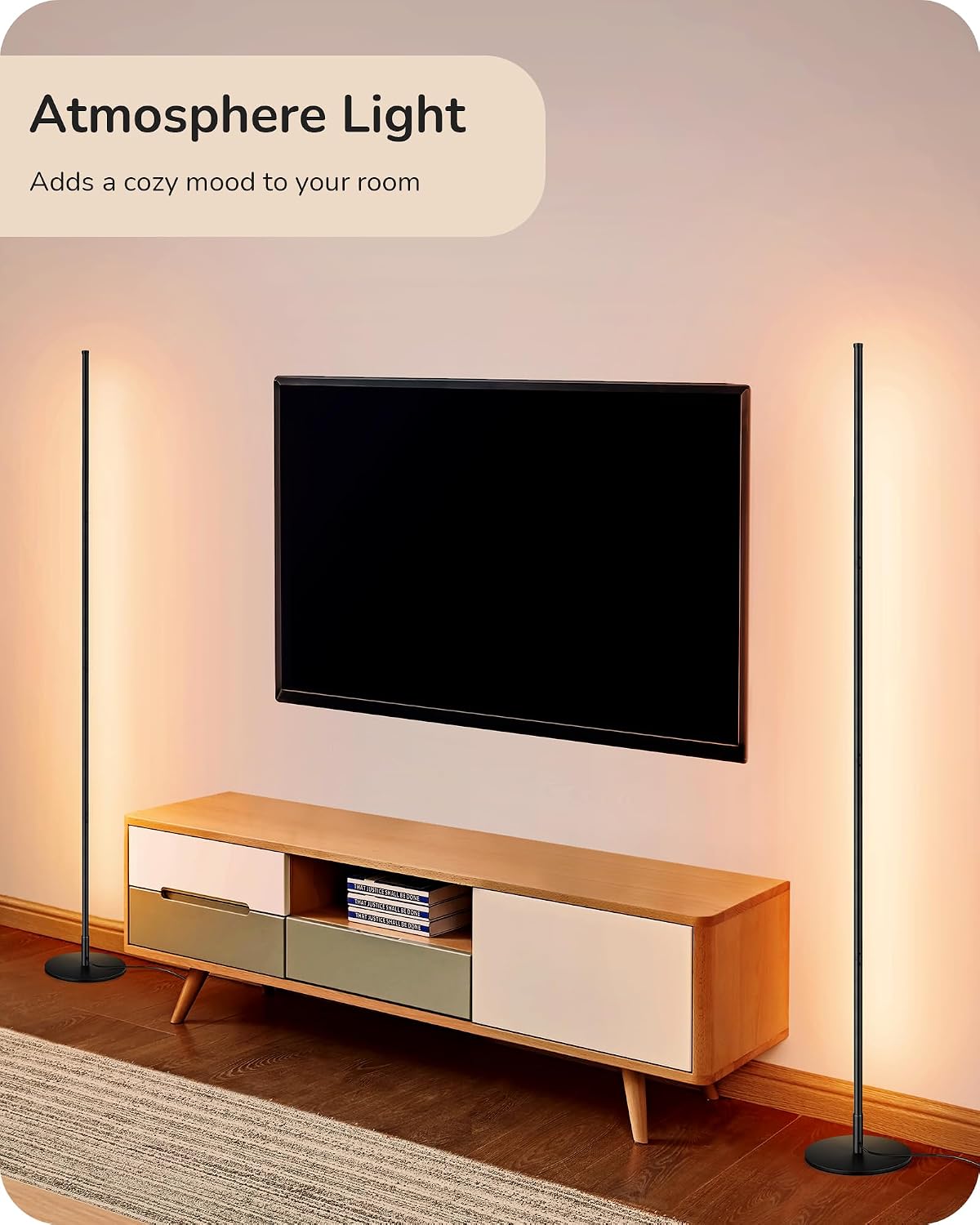 EDISHINE LED Corner Floor Lamp, 57.5" Minimalist Dimmable Sleek Light, Adjustable Height, Standing Tall Floor Lamps for Living Room, Bedroom, Office, 3000K Warm White Light, Black - Image 4