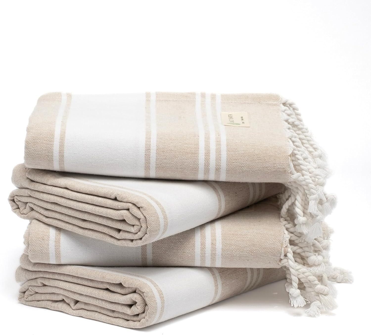 Salt Earth Cotton Turkish Beach Towel (Set of 4, 36"x72") - Soft, Quick Dry, Sand Resistant, Absorbent Towels for Bathroom, Home, Travel, Pool, Spa, Bath, Swim - Beach Towels Oversized (Beige)