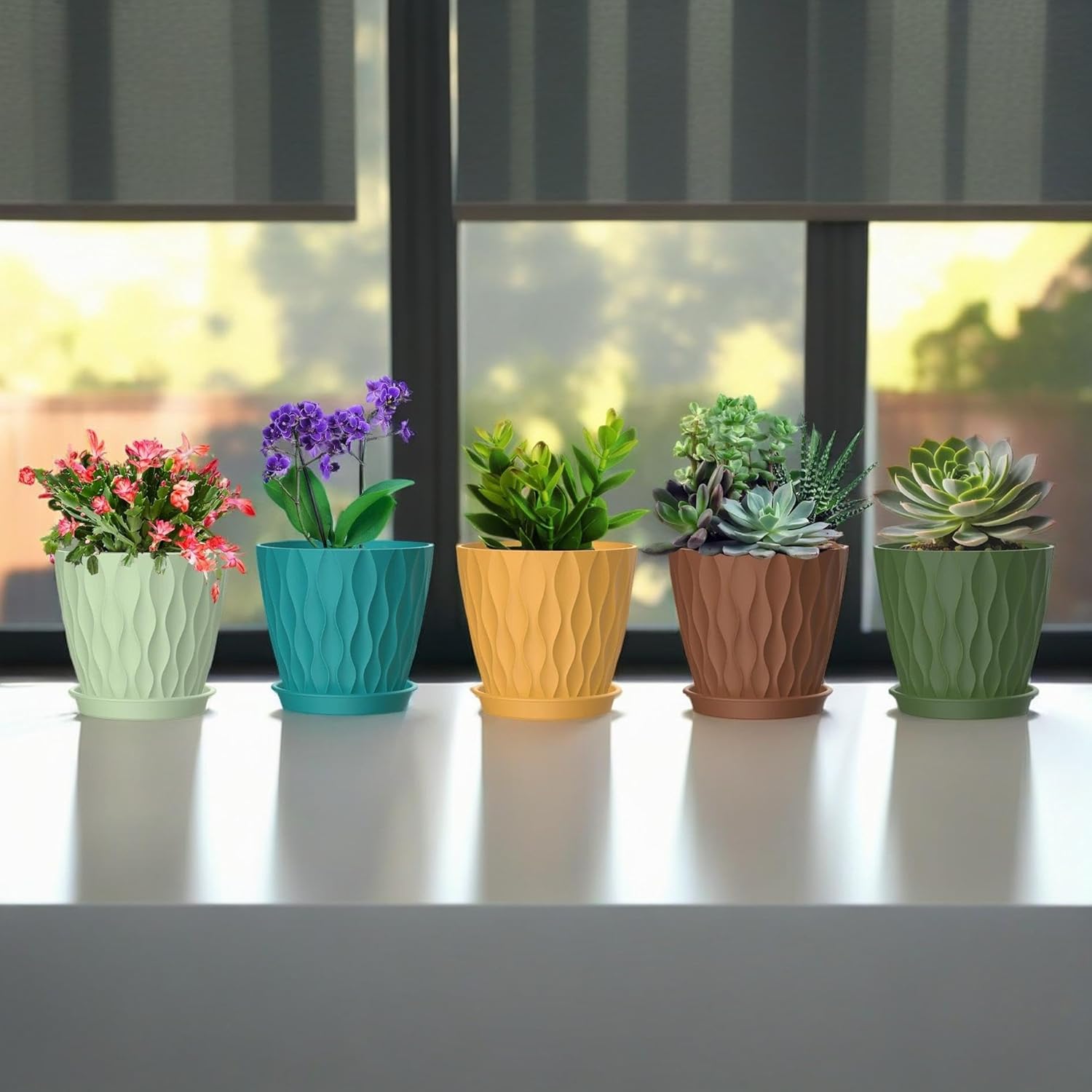 4 Inch Plant Pots, 6 Pack Indoor Flower Pots, Planters with Drainage Holes and Trays for Orchids, Violets, Succulents, Herbs, and Other Plants,Corolful - Image 5
