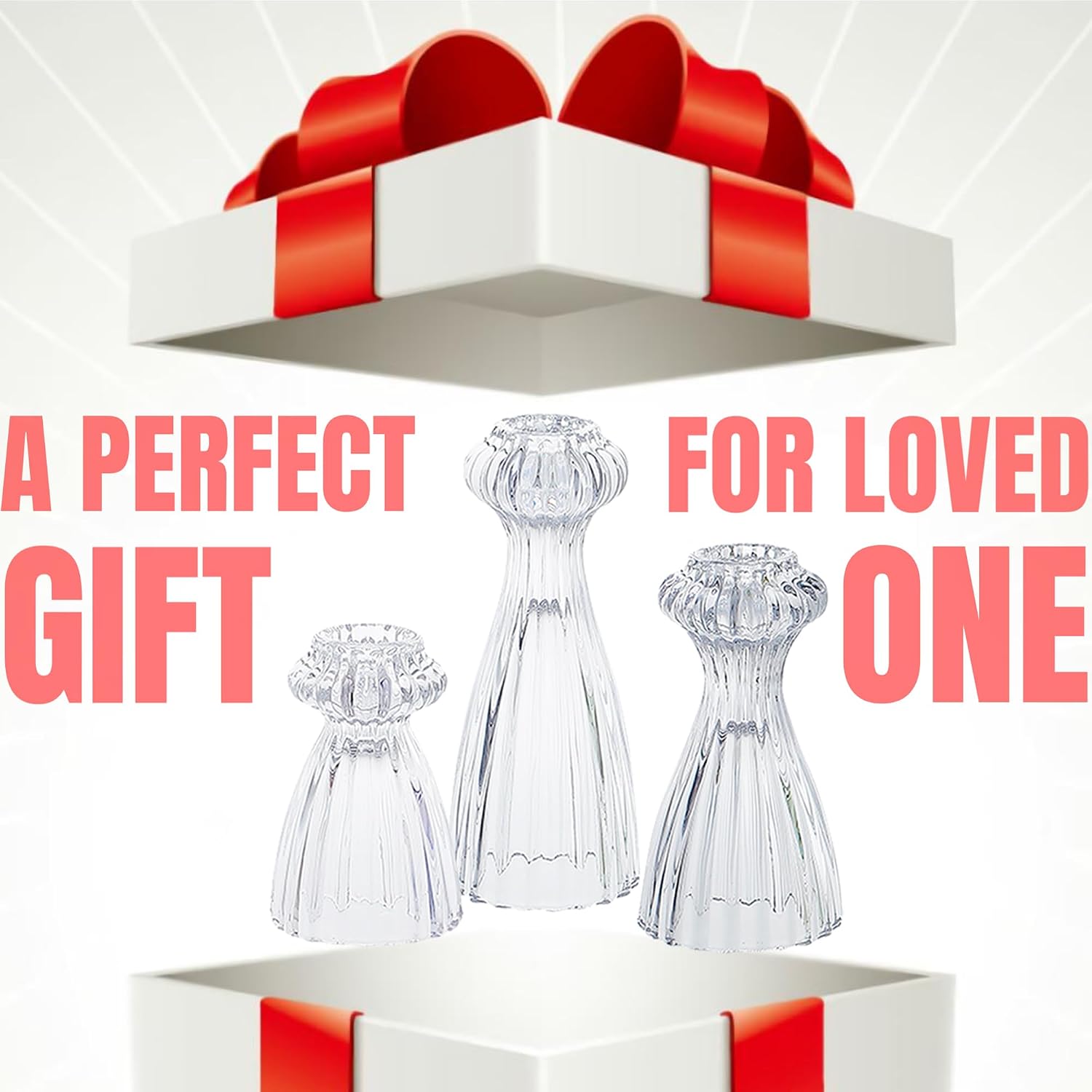 Lysenn Glass Candle Stick Holder Set of 3 – Premium Taper Candle Holders for Romantic Ambiance - Candle Sticks Holder Decor for Special Occasions - Pink - Image 5