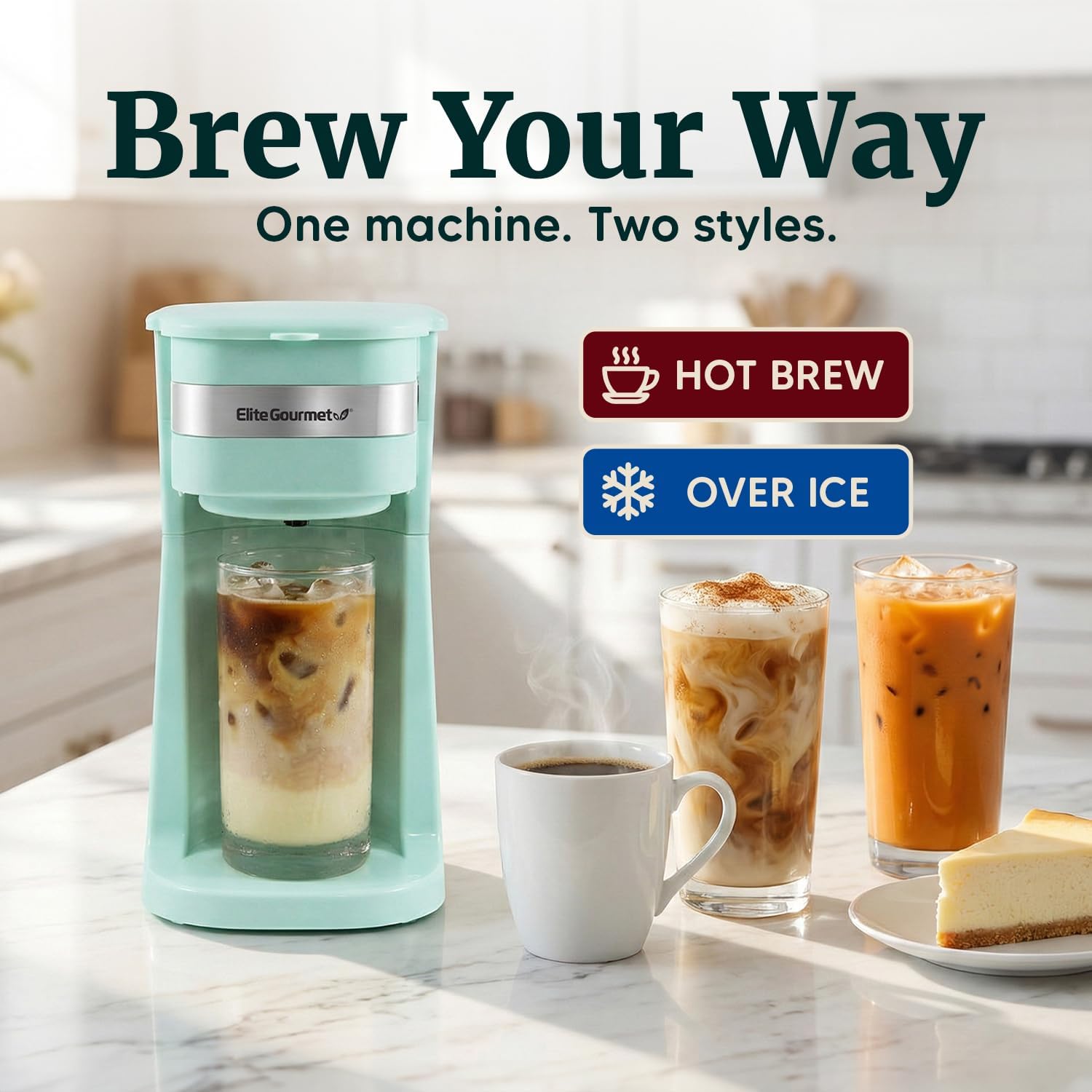 Elite Gourmet EHC113M Personal Single-Serve Compact Coffee Maker Brewer Includes 14Oz. Stainless Steel Interior Thermal Travel Mug, Compatible with Coffee Grounds, Reusable Filter, Mint - Image 5