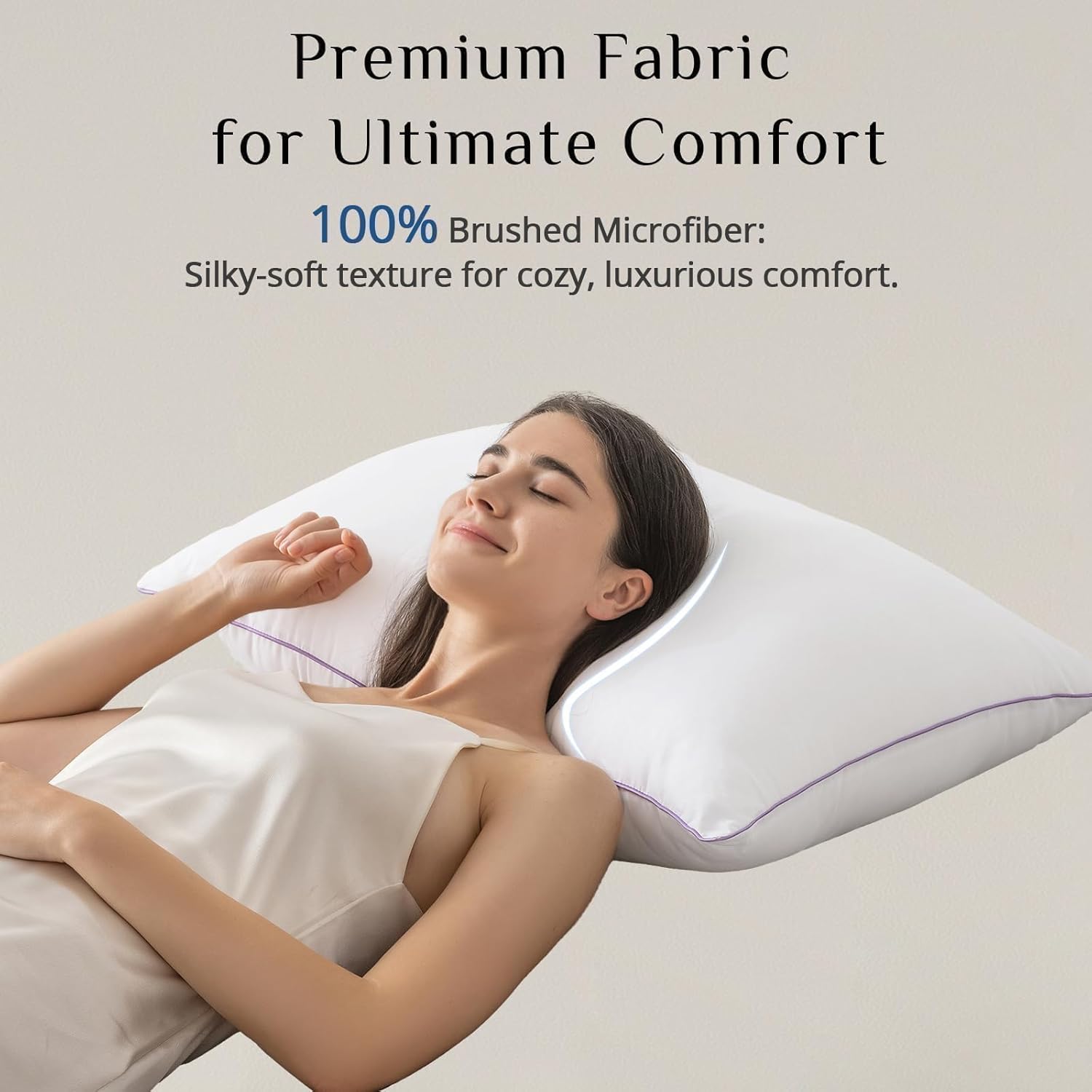 JOLLYVOGUE Firm Pillows Queen Size Set of 2, Supportive Bed Pillows with Oeko-Tex Certified Down Alternative Fill, Fluffy Hotel Quality for Back, Stomach and Side Sleepers - Image 4