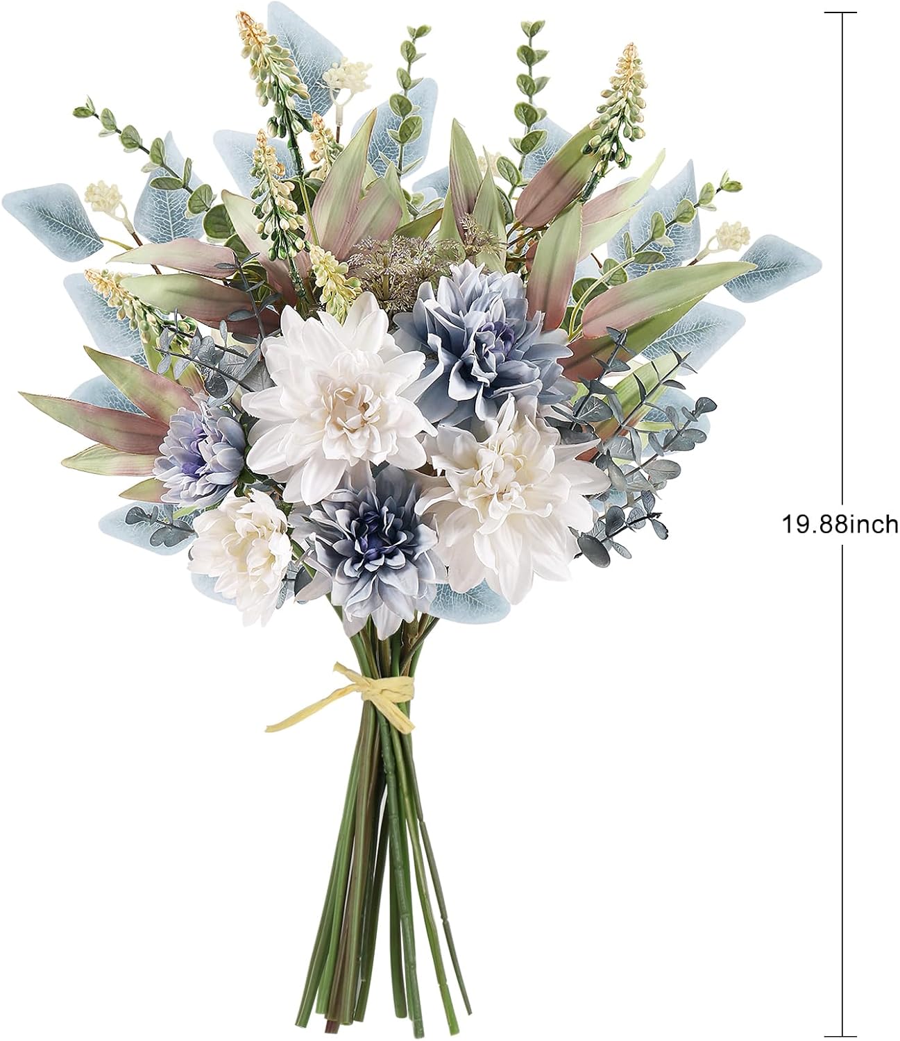 Fake Artificial Flowers Bouquet for Decoration, Silk Floral Arrangements Faux Flowers Plant Wedding Bride Bouquets Tables Centerpieces for Rustic Home Decor Indoor Vase Floral Table Decor (Blue White) - Image 6