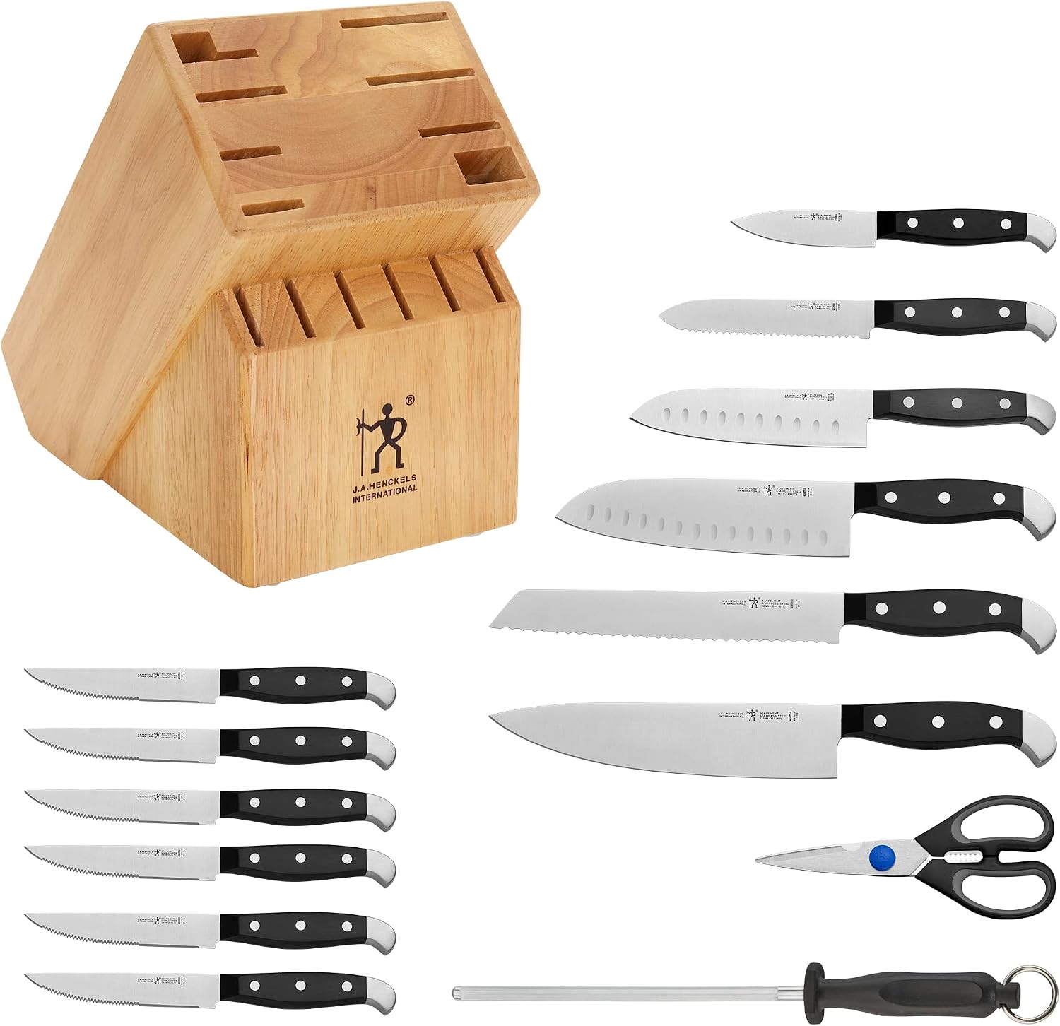 HENCKELS Statement Premium Quality 15-Piece Knife Block Set, Natural, Razor-Sharp, German Engineered Informed by 100+ Years of Mastery, Lightweight and Strong, Dishwasher Safe - Image 2