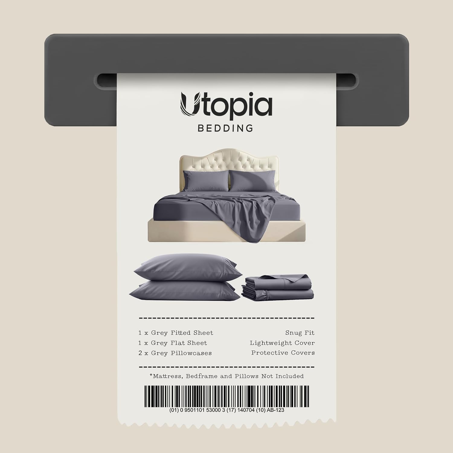 Queen Size Sheet Set – 4 Piece Bed Sheets, Soft and Breathable Microfiber, Includes 1 Fitted Sheet, 1 Flat Sheet and 2 Pillowcases – Oeko Tex (Grey) - Image 8