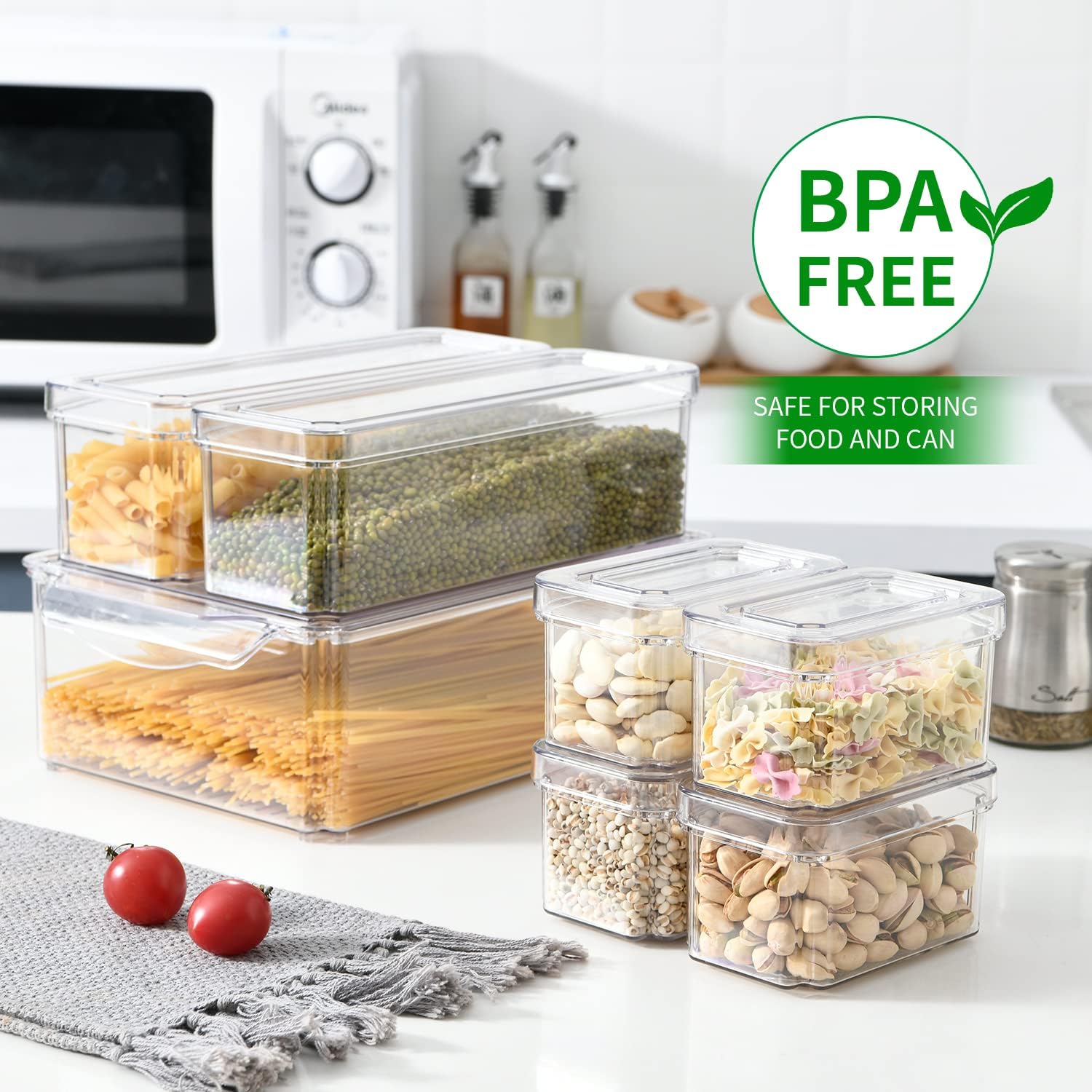 KUMD 10-Pack Clear Fridge Organizer Bins with Lids, Stackable Refrigerator Storage Containers, BPA-Free with Drain Tray & Anti-Slip Base for Fruits, Veggies, Drinks - Image 6