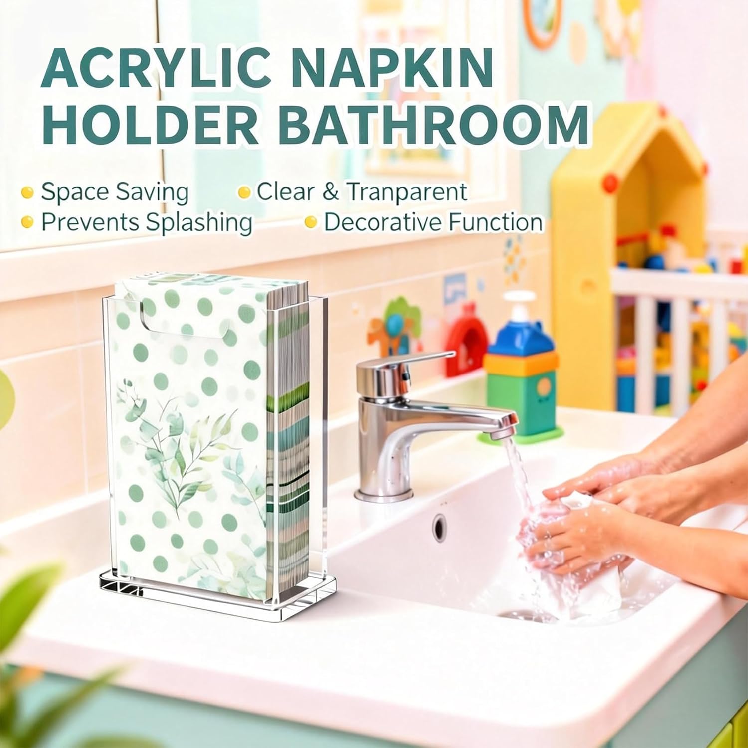 Acrylic Napkin Holder Clear Vertical Guest Towel Dispenser 4mm Thick, Waterproof Stackable Hand Towel Box for Bathroom Kitchen Dining Table Home Hotel, Modern Gift (Vertical) - Image 4