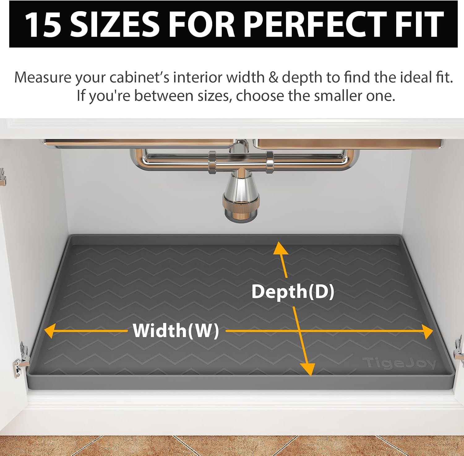 TigeJoy Waterproof Under Sink Mat 22" x 19", Shelf Liner Protector in Kitchen and Bathroom, Silicone Cabinet Liners for Organizers and Storage, Fit as Drawer Mats or Drip Tray - Image 6