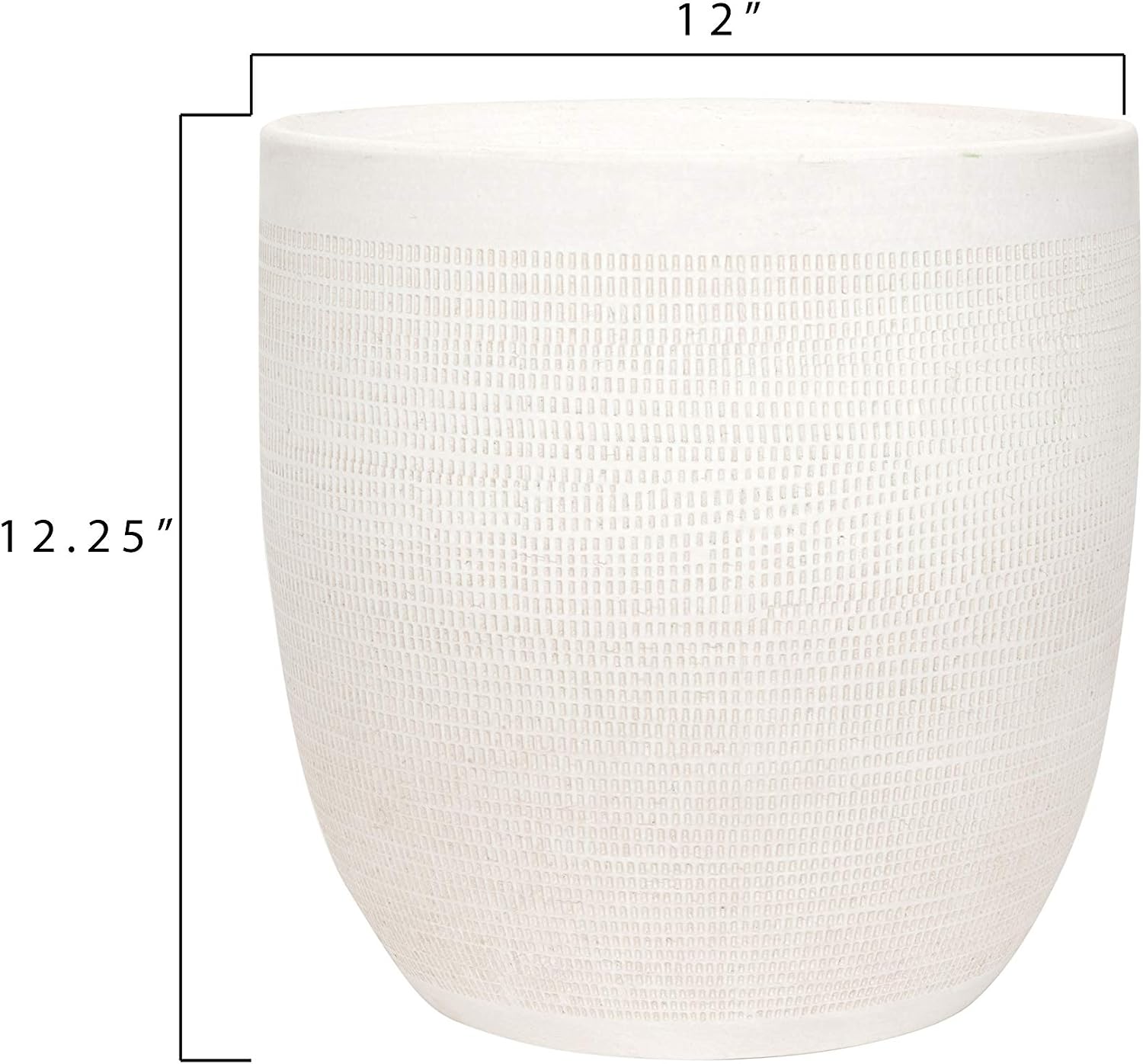 Creative Co-Op Large Matte White Embossed Stoneware Planter - Image 2